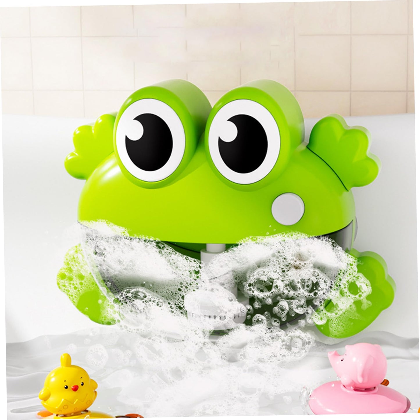 Bonalake Bath Bubble Machine - One-Button Frog Bath Toy with Suction Cup, Fun Bathtub Toy for Toddlers & Kids, Green