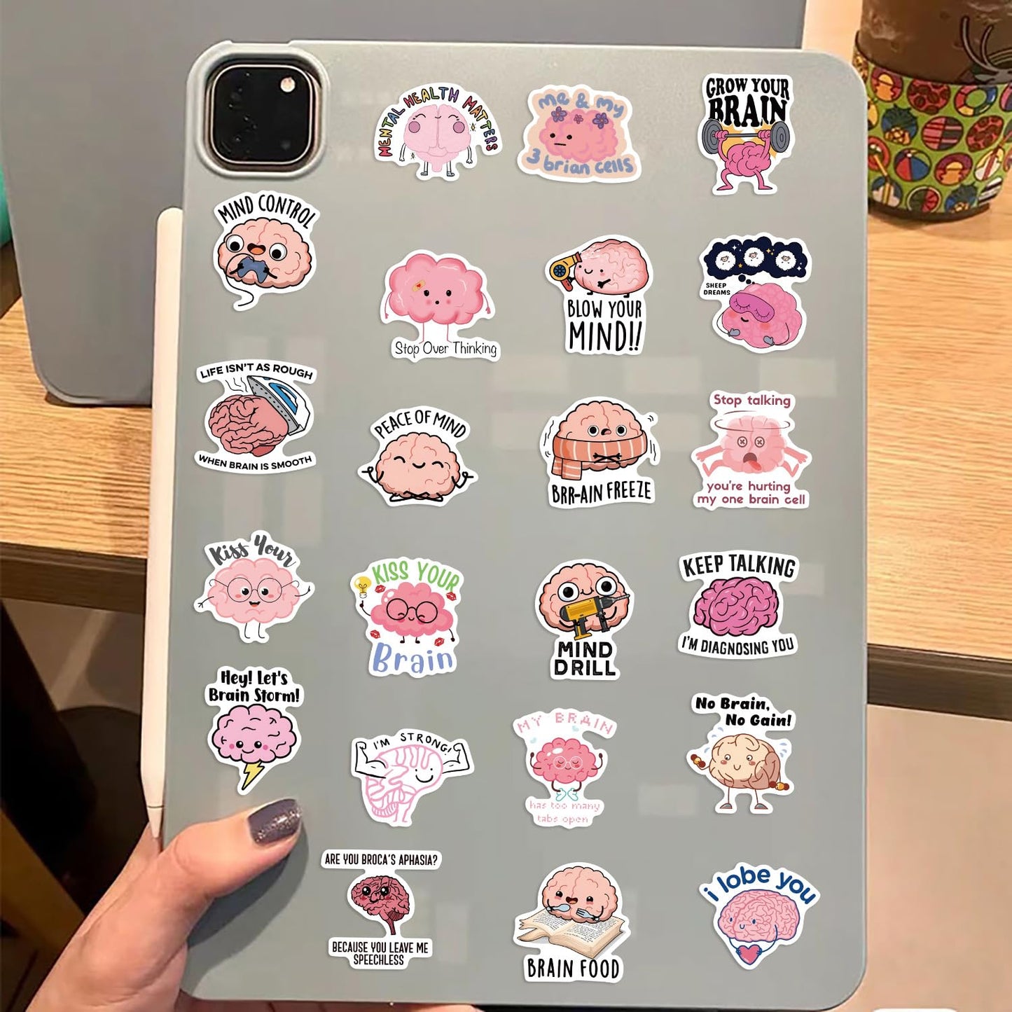 Funny Brain Stickers for Adults, 50PCS Cute Cartoon Brain Stickers Bulk,Vinyl Waterproof Mental Sticker for Water Bottle,Laptop,Phone,Scrapbook,Body Organ Biology Decals
