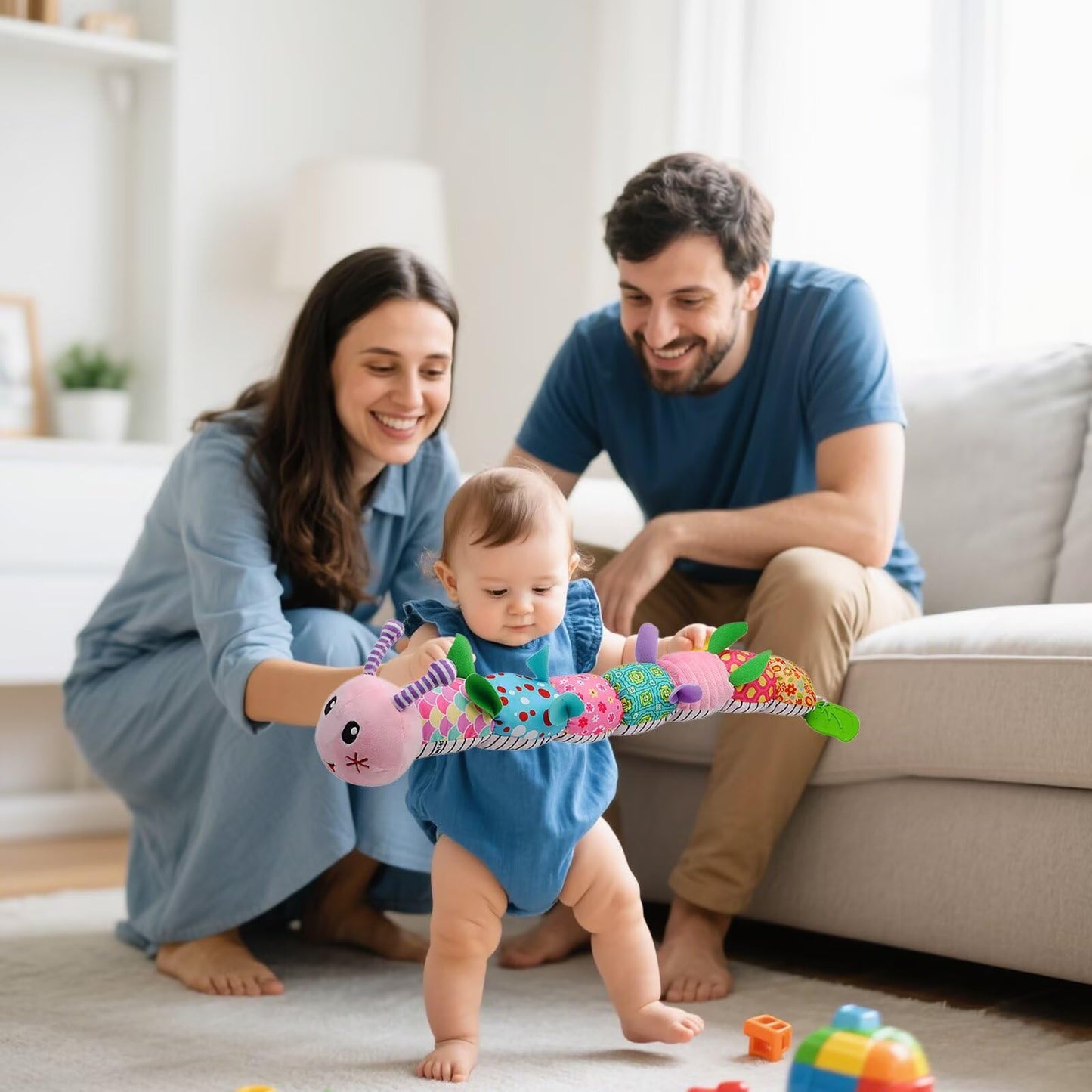 Pau1Hami1ton Baby Toys 0-3-6-12 Months Musical Plush Caterpillar Toy,Newborn Toys with Crinkle and Rattles,Baby Sensory Toys,Newborn Boy Girl Gifts.