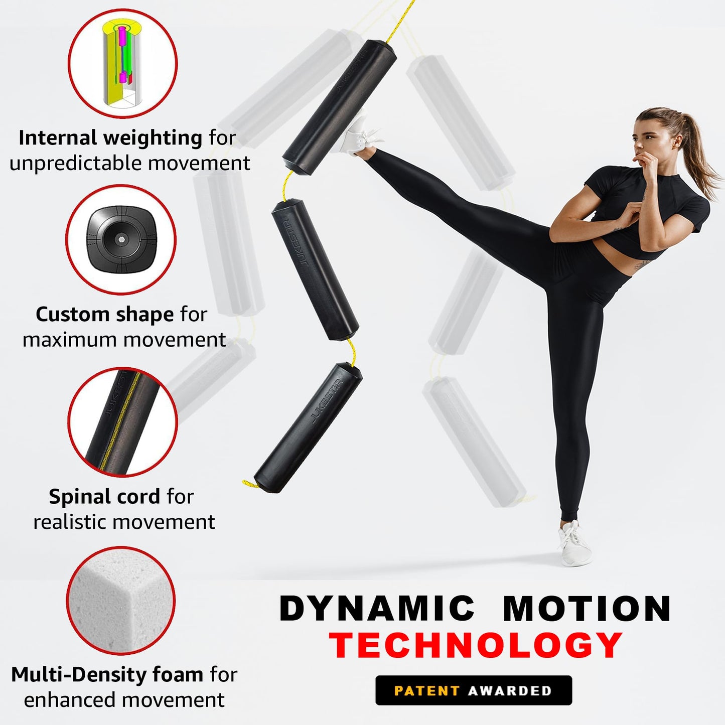 Jukestir® Only Punching Bag with Dynamic Motion. Better Footwork Than Double End Bag, Speed Bag. More Agility Than Heavy Bag. Boxing MMA Equipment. Great Workout for Adult or Teen. Used by Pros.