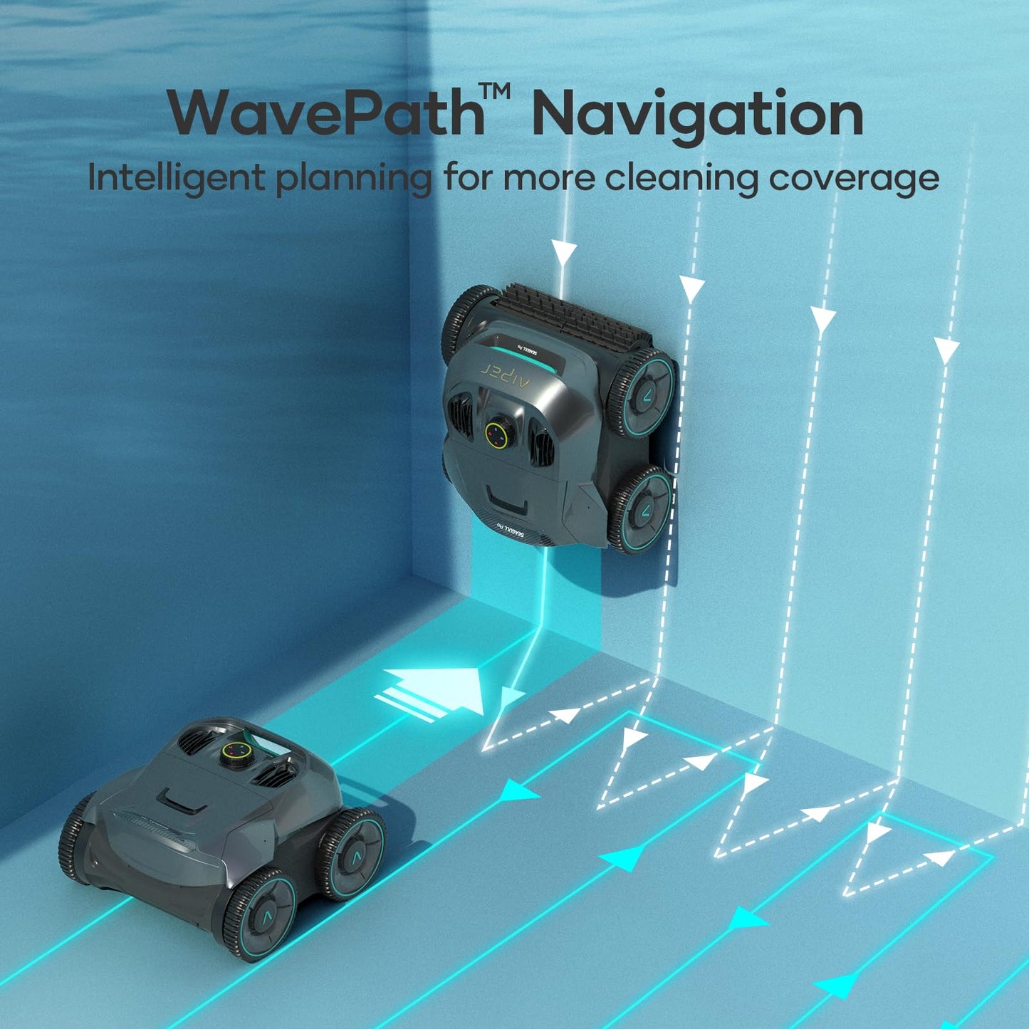 AIPER Seagull Pro Cordless Robotic Pool Cleaner, WavePath Navigation, Wall-Climbing, Quad-Motor, 150 mins Runtime for Inground Pools up to 1,600 sq.ft, ZT6002 (Renewed)