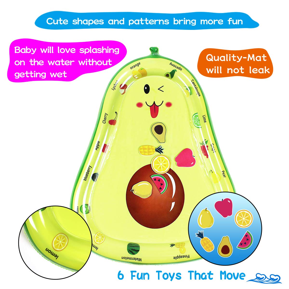 ZHUYNXIR Baby Water mat, Infant Toys, Inflatable Play Mat Water Mat Baby Toys, Fun Early Development Activity Play Center for Newborn (33 x 26 inch)