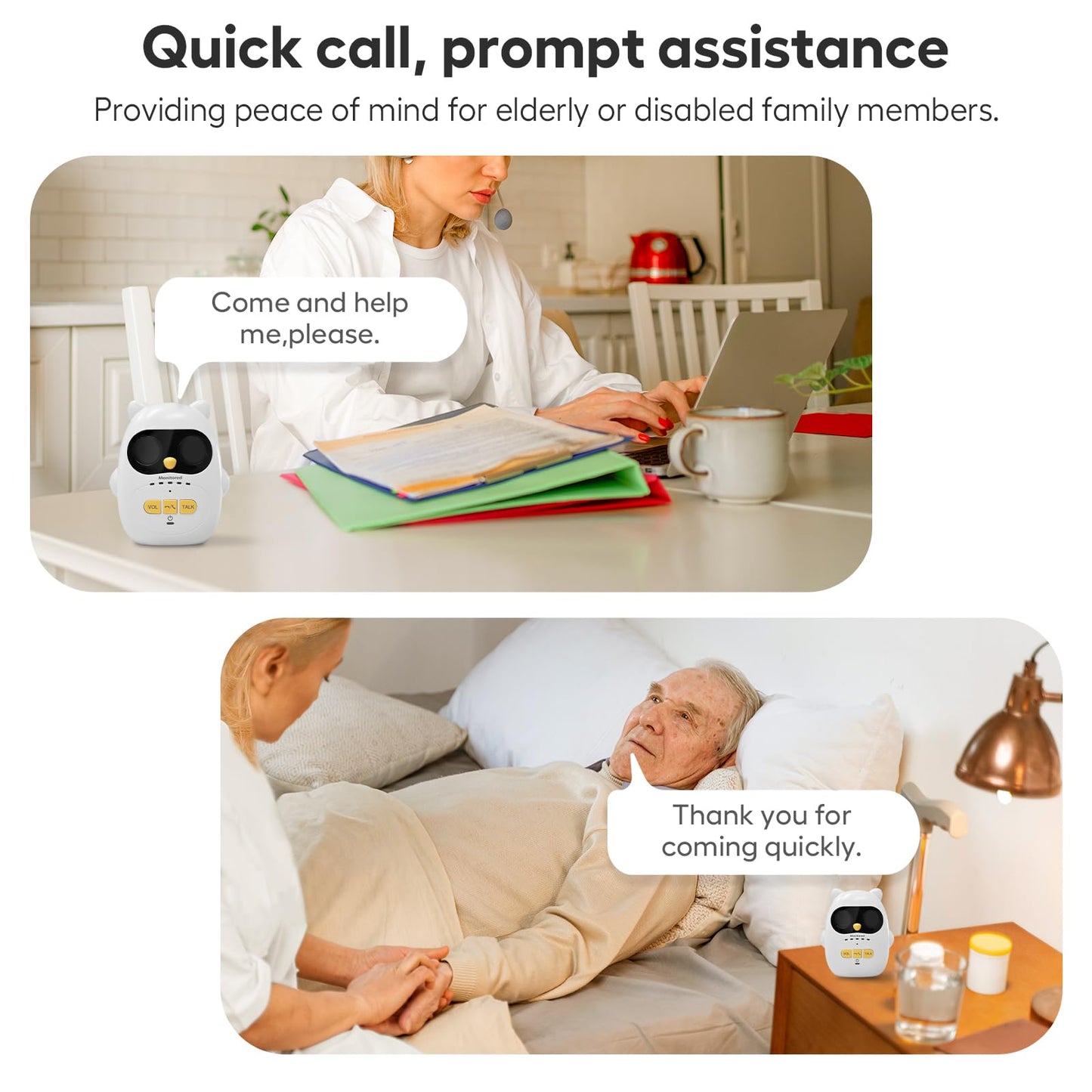 Audio Baby Monitor with Rechargeable Battery, Full-Duplex Wireless Intercom with 1000Ft Range, Baby Monitor Audio Only with Clear Sound, Two-Way Talk - for Home, Kids, Elderly, Pets, Indoor/Outdoor