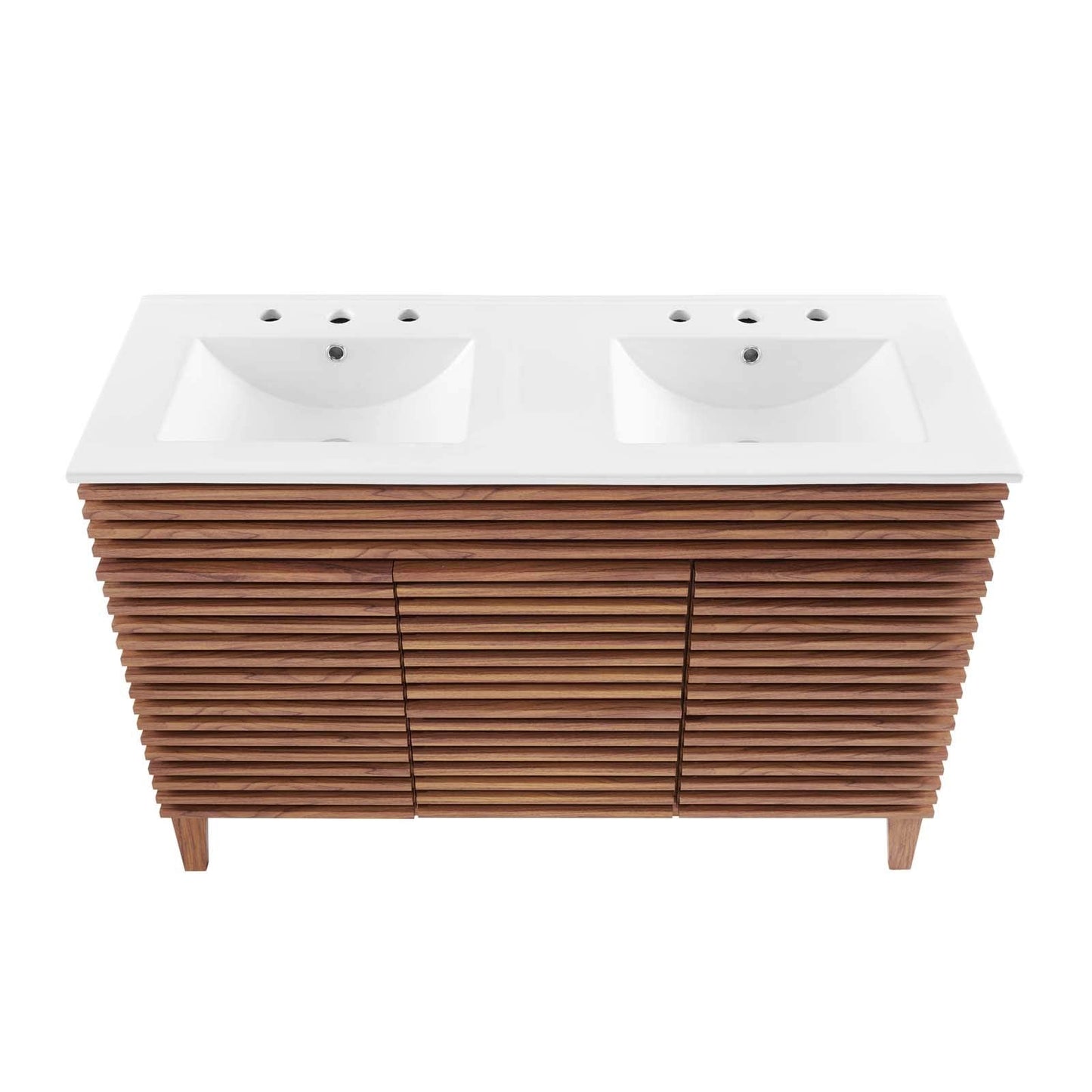 Modway Render 48" Double Sink Bathroom Vanity Cabinet in Walnut White