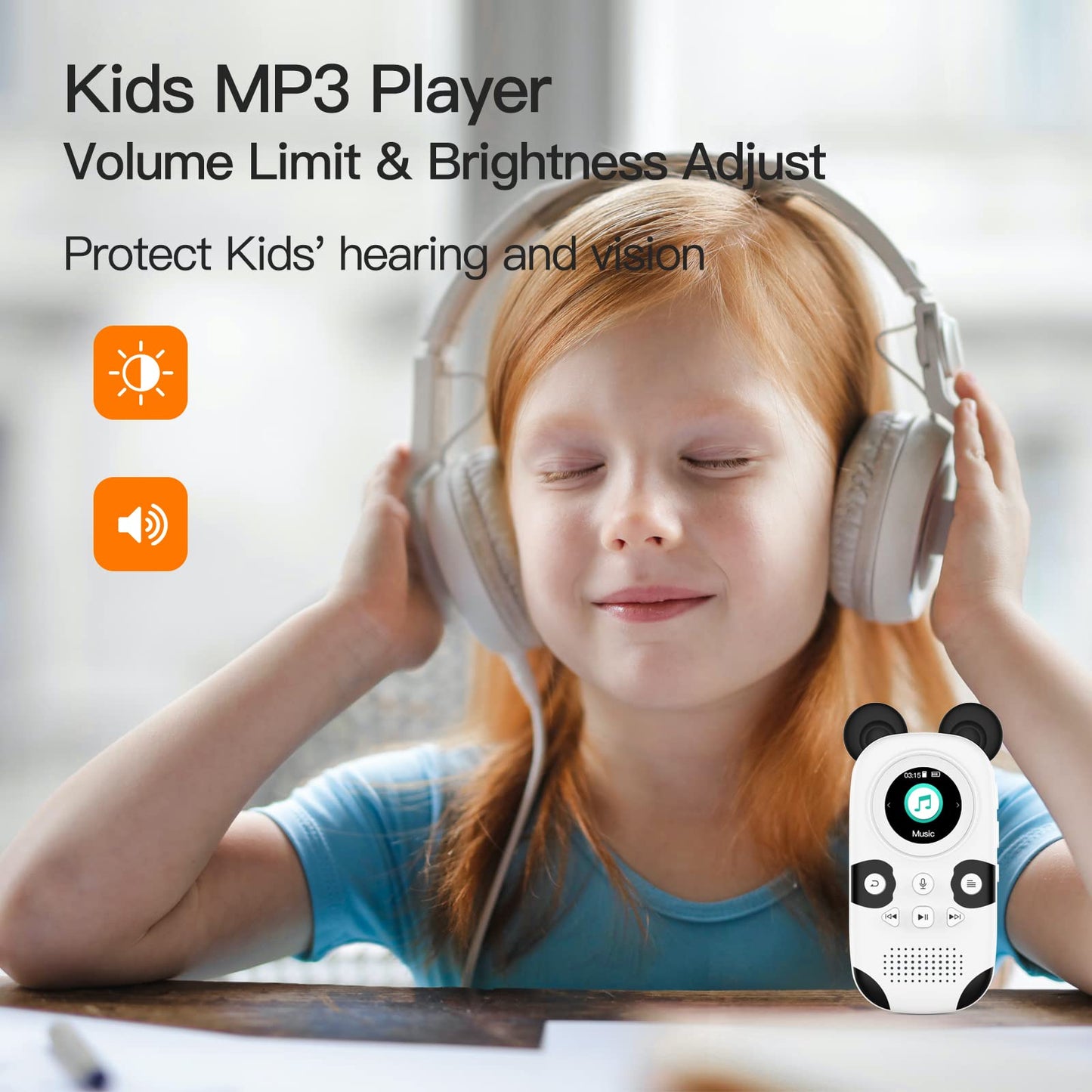 RUIZU 64GB MP3 Player for Kids, Cute Panda Portable Music Player MP3, Child MP3 Player with Bluetooth 5.3, Speaker, FM Radio, Voice Recorder, Alarm Clock, Stopwatch, Pedometer, Support up to 128GB