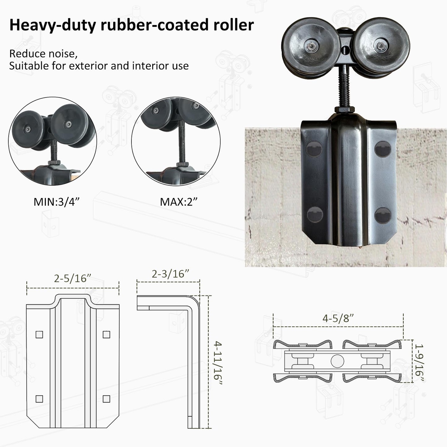 DIYHD 8FT Heavy Duty Double Sliding Barn Door Hardware Box Track,Wall Mount Kit for Exterior Door,MAX Load 300lbs,Kit to Hang 2 Doors(Fit 24" X 2 Door)