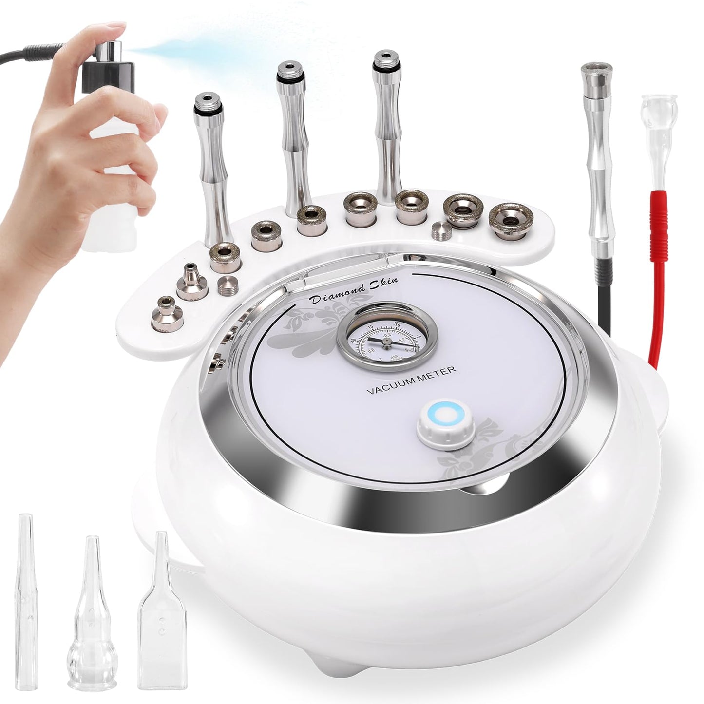 Diamond Microdermabrasion Machine, TopDirect 3 IN 1 Professional Dermabrasion Skincare Device for Adjustable Suction Facial Treatment (Suction Power: 0-68cmHg)