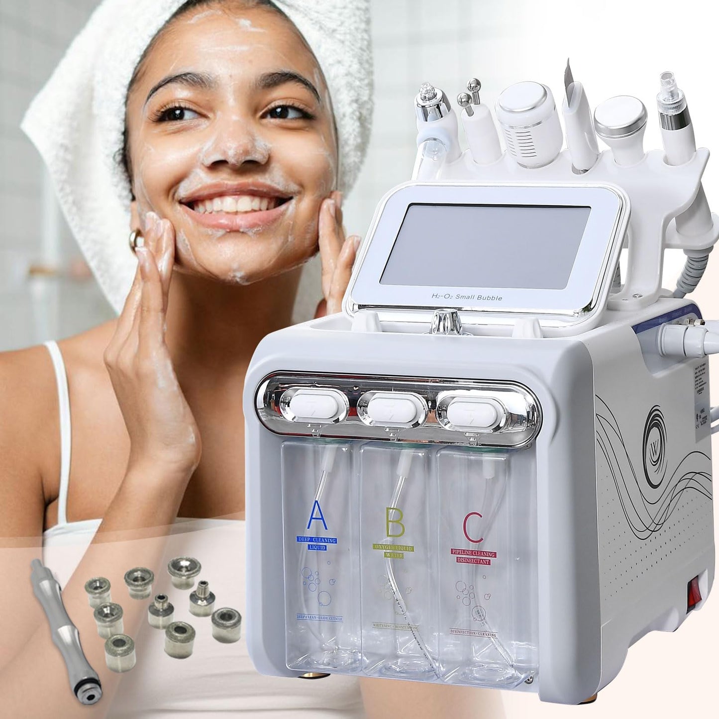 Hydrogen Oxygen Facial Machine 7 In One Diamond Microdermabrasion Machine, Facial Hydrodermabrasion Device For Home Beauty Salon