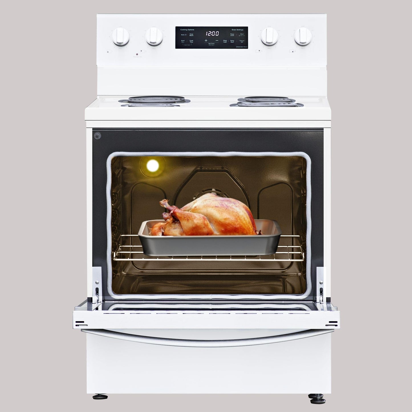 Kenmore 30” Electric Range with 5.0 cu. ft. Oven, Coil Cooktop, LED Touch Controls, Dual Oven Racks, Storage Drawer, Stainless Steel Electric Stove with 4 Coil Burners