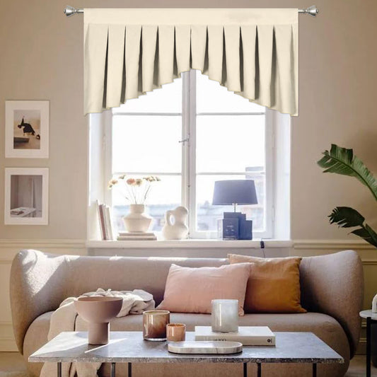 OYRING Valances for Windows Beige Window Valance for Living Room Rod Pocket Blackout Valance for Kitchen，Pack of 1 （Beige 39" W x 20" L）