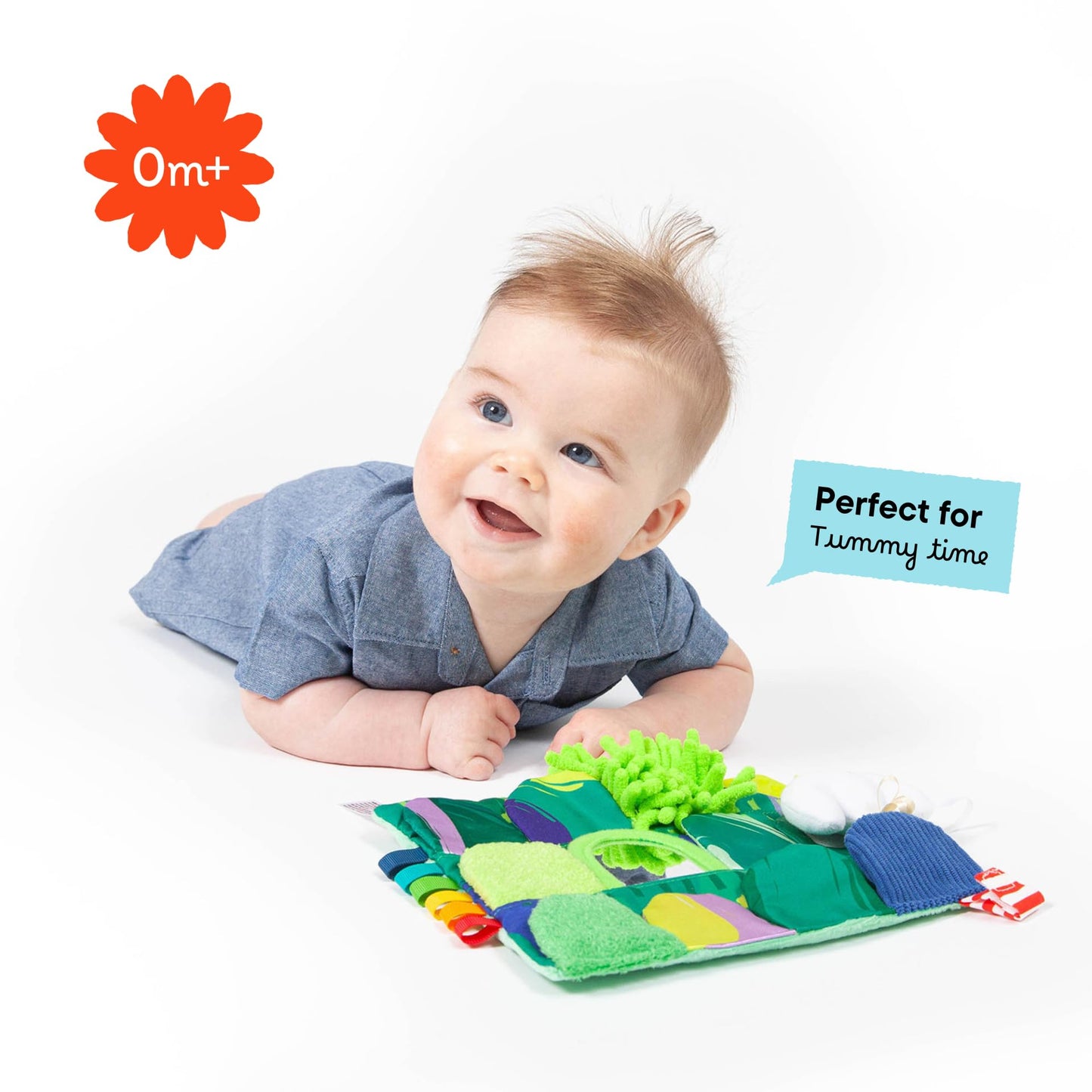 Follies The Sensory Garden Baby Stroller and Tummy Time Toy - Portable Baby Toy - Crinkles, Mirror & Textures, Montessori-Inspired Infant Toy, Washable & Non-Toxic