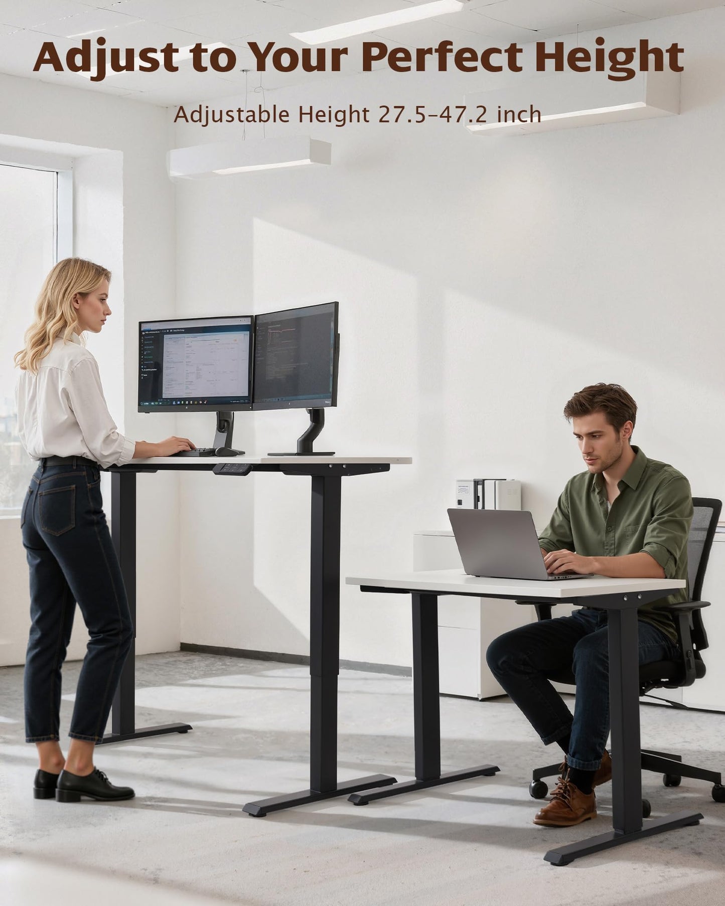 TOPSKY Dual Motor Electric Standing Desk Frame, Height Adjustable Sit Stand Base for Home Office, Fits Table Tops up to 70.8 x 31.5 Inch, 225 lb Capacity (Black, Without Stand)