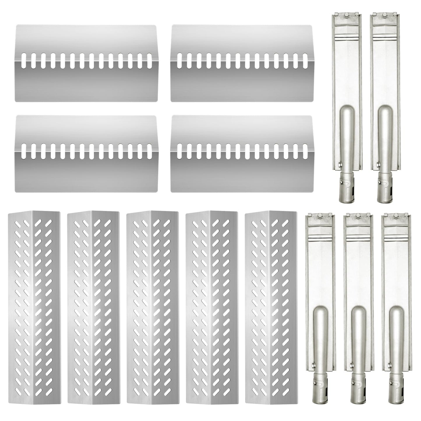 Htanch 5 Packs 16631 and 4 Packs 16520 Heat Plate with 5 Pack Heavy Duty Burner Replacement for Bull Grill Parts,for Bull 18248 LP, 18249 NG, Lonestar Select 87049, Steer Premium 69009, Outlaw 26039