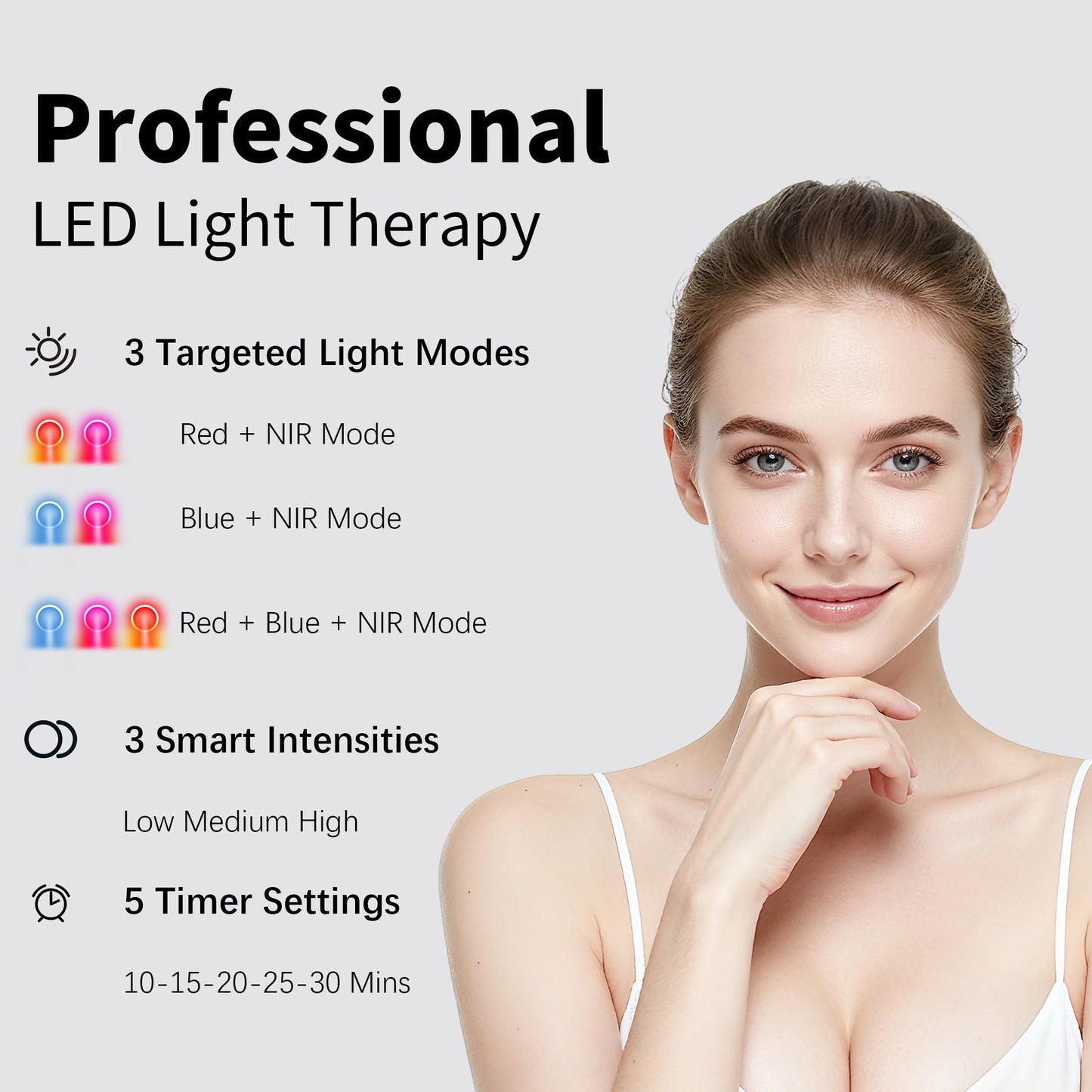 TASNEEM Red Light Therapy for Face, 3D Red Light Therapy Mask with 312 LEDs for Full-face Wrinkles & Acne, 3 Modes with Red & Blue 850nm Near-Infrared Light Therapy Mask, FDA-Cleared, Remote Control