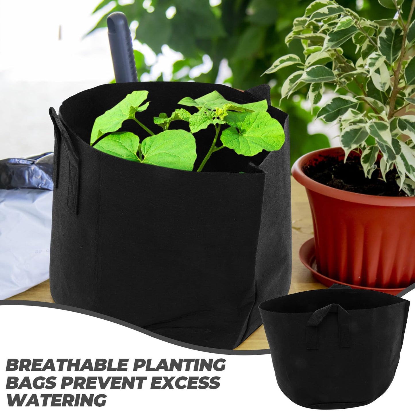 TOYZFRIENDY 2pcs 15 Gallon Black Fabric Plant Grow Bags for Potato and Vegetable Gardening, Thickened Nonwoven Nursery Containers with Aeration for Outdoor Patio and Lawn Use
