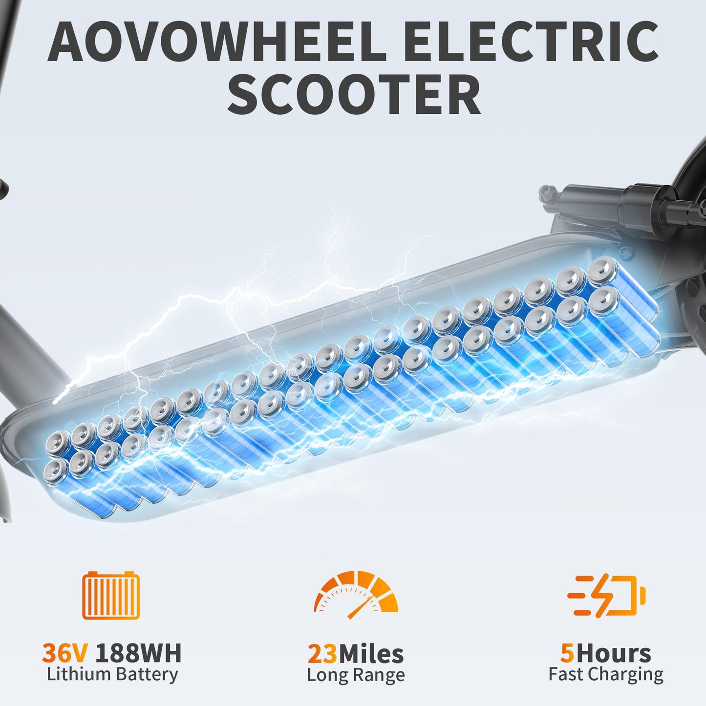 Aovowheel Electric Scooter Adults, Foldable 8.5" Solid Tires E Scooter with Dual Suspension, 19 Mph, 350W Motor, Kick Scooters Max 16 Miles Long Range for Commuting, Electric Scooter for Adults