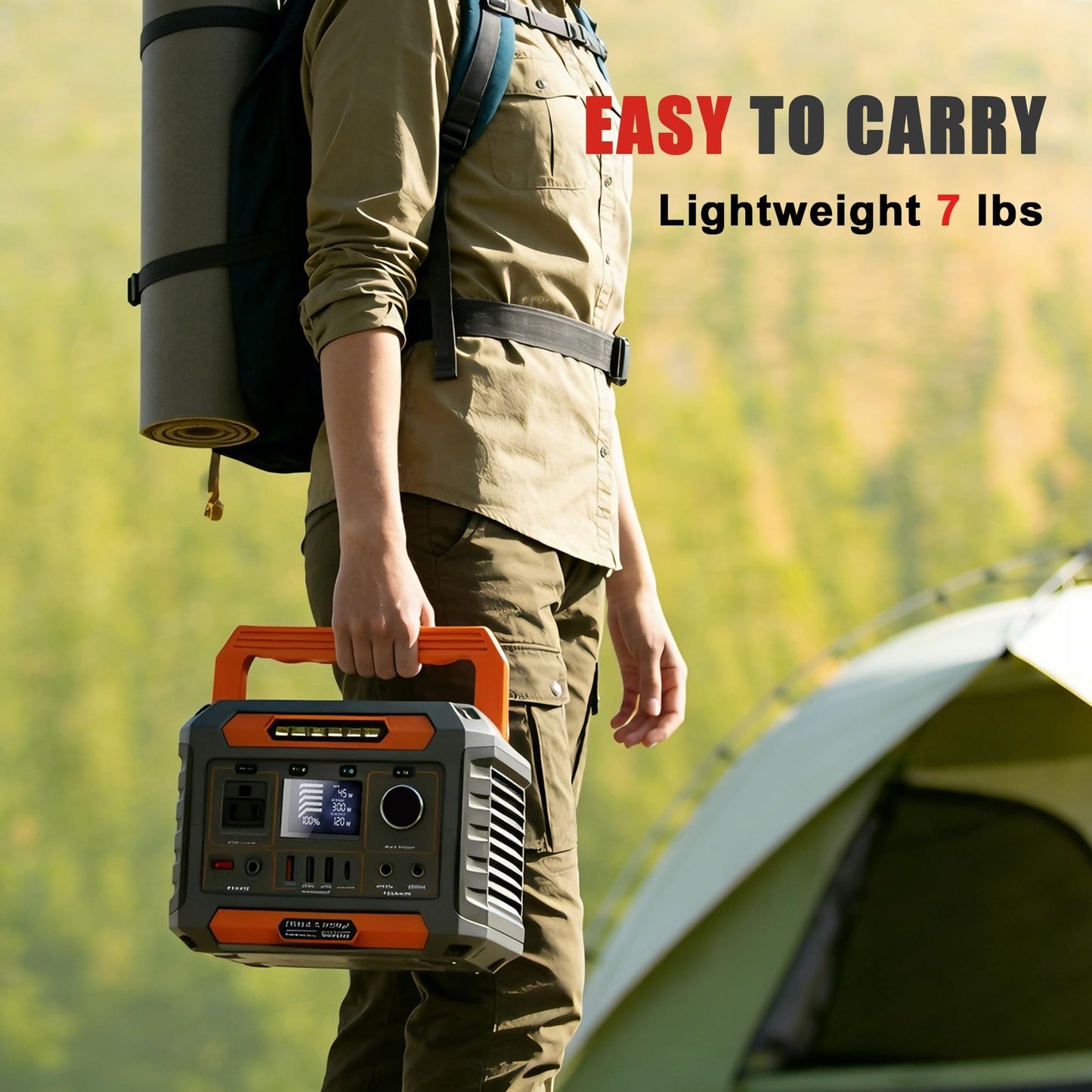 AWELTEC Portable Power Station 300W,78000Mah(288Wh) Lightweight Compact Solar Generator with AC DC USB Outlet,LED Light,Pass-Through Charging for Camping,Travel,Outdoors,Home Blackout