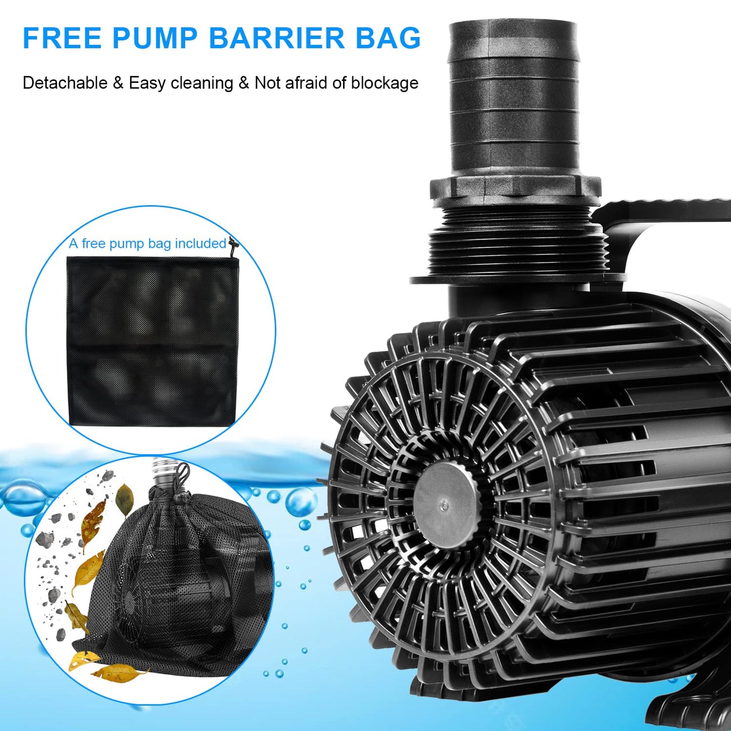 OYO WATER Outdoor Large 9300gph-620W 32.8FT Pond Water-fall & Kio Fish Fountain-s &Garden Pump Submersible IPX8: Long 32.8FT Cord Smart-er & Quieter Duck & Yard &Patio Ponds Pumps, 1 Barrier Pump Bag