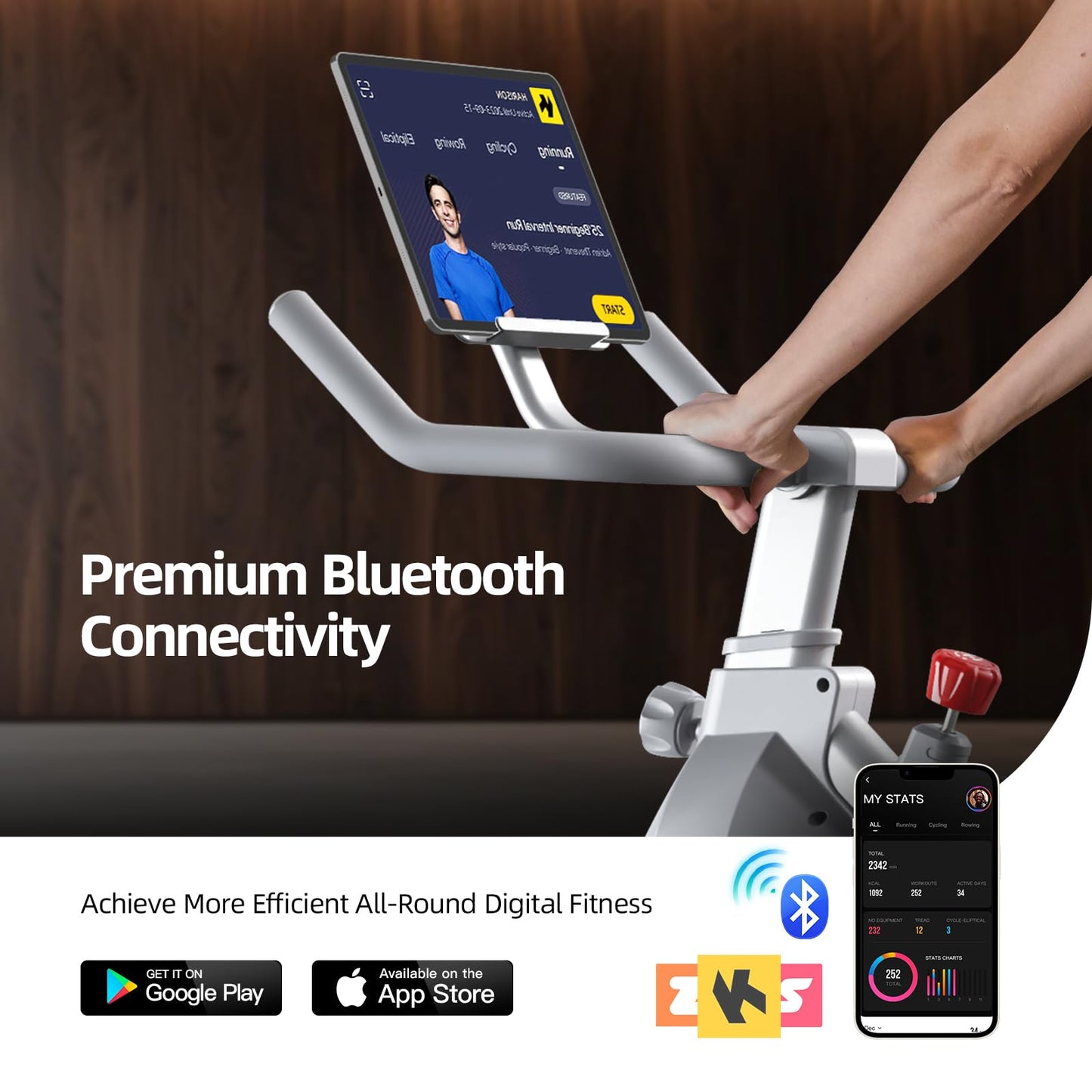 HARISON Semi Commercial Exercise Bike - Stationary Bike for Home Gym - Silent Magnetic Indoor Cycling Bike with Tablet Mount & Comfortable Seat Cushion, 380LBS/400LBS Weight Capacity Workout Bike (Magnetic Plus)