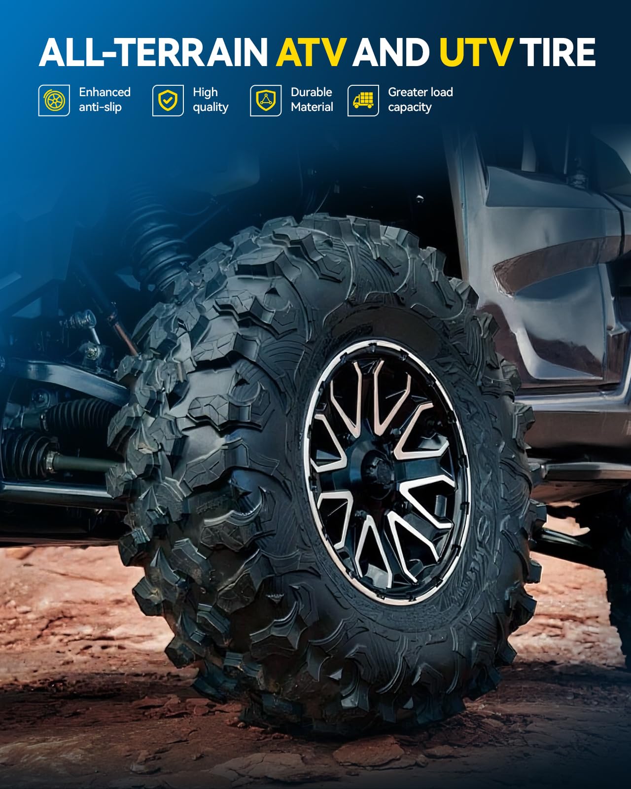 PHILTOP 22x10-10 ATV UTV Tires, 4-Ply Super Mud 22x10-10 ATV All-Terrain Tires for Riding Mowers, Golf Carts, Off-Road,2 Pcs,Tubeless (Z-183)