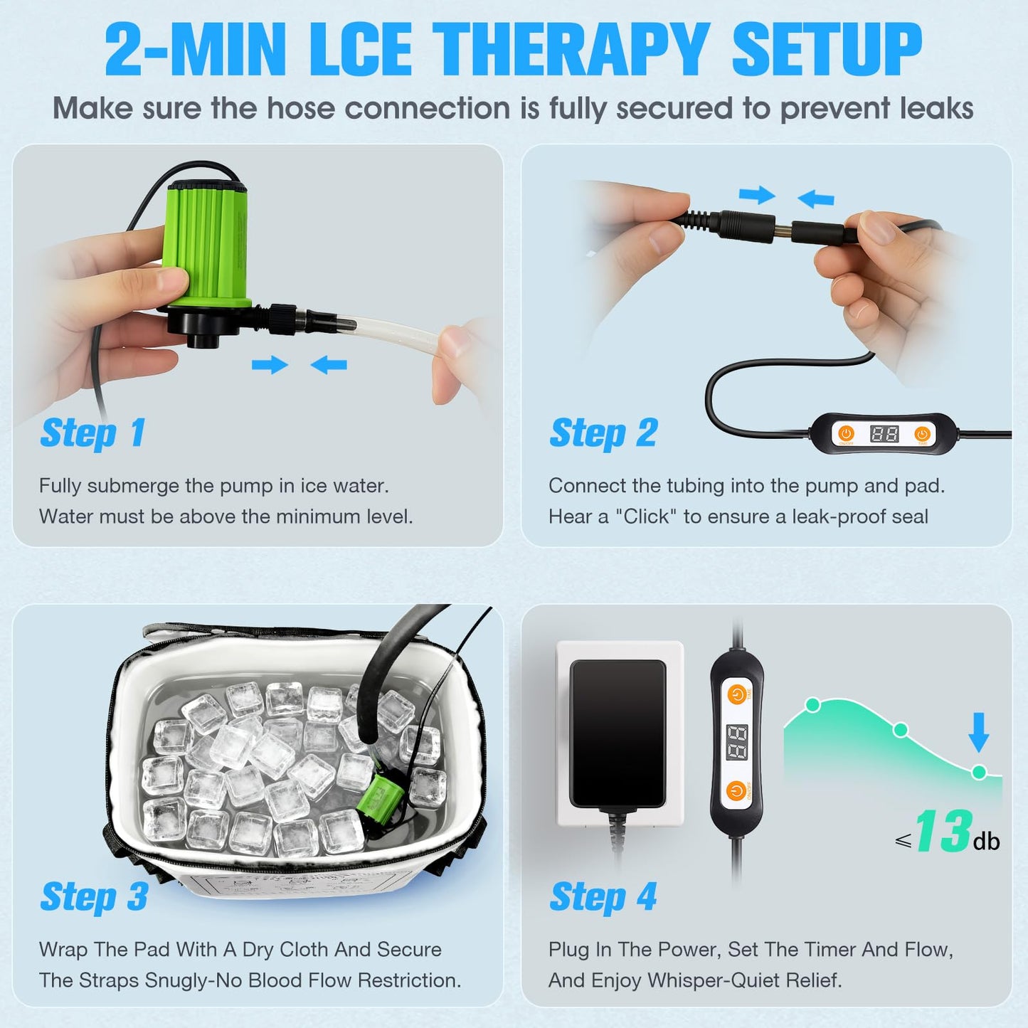 Upgraded Ice Machine for Knee After Surgery,3.0 Portable Cold Therapy Machine for Knee Replacement,Ice Compression Knees Machine for Hip,Cold Therapy Machine with 6 Timer,Electric Ice Pack for Knees