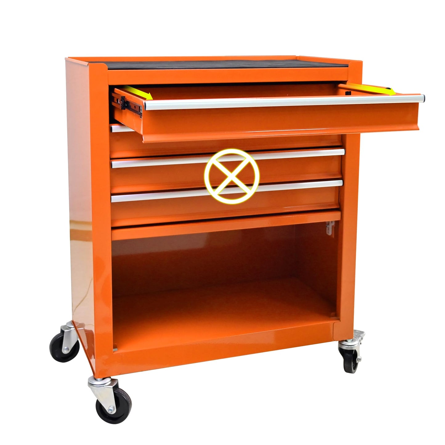 4-Drawer Heavy-Duty Rolling Tool Chest with Wheels, Steel Storage Organizer Cart with Handle, Metal Tool Cabinet for Garage, Workshop, and Repair Shop