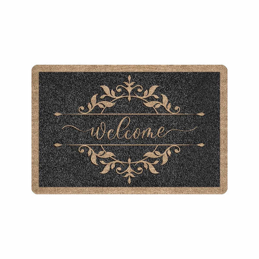 Sepmxagt Ornate Print Welcome Door Mat for Front Door, Non-Woven Fabric Mat for Entryway, Porch or Patio, Bathroom, Kitchen,Garage,Non-Slip Rubber Backing Outdoor Rug Flat Printing Doormat 24 * 16 in