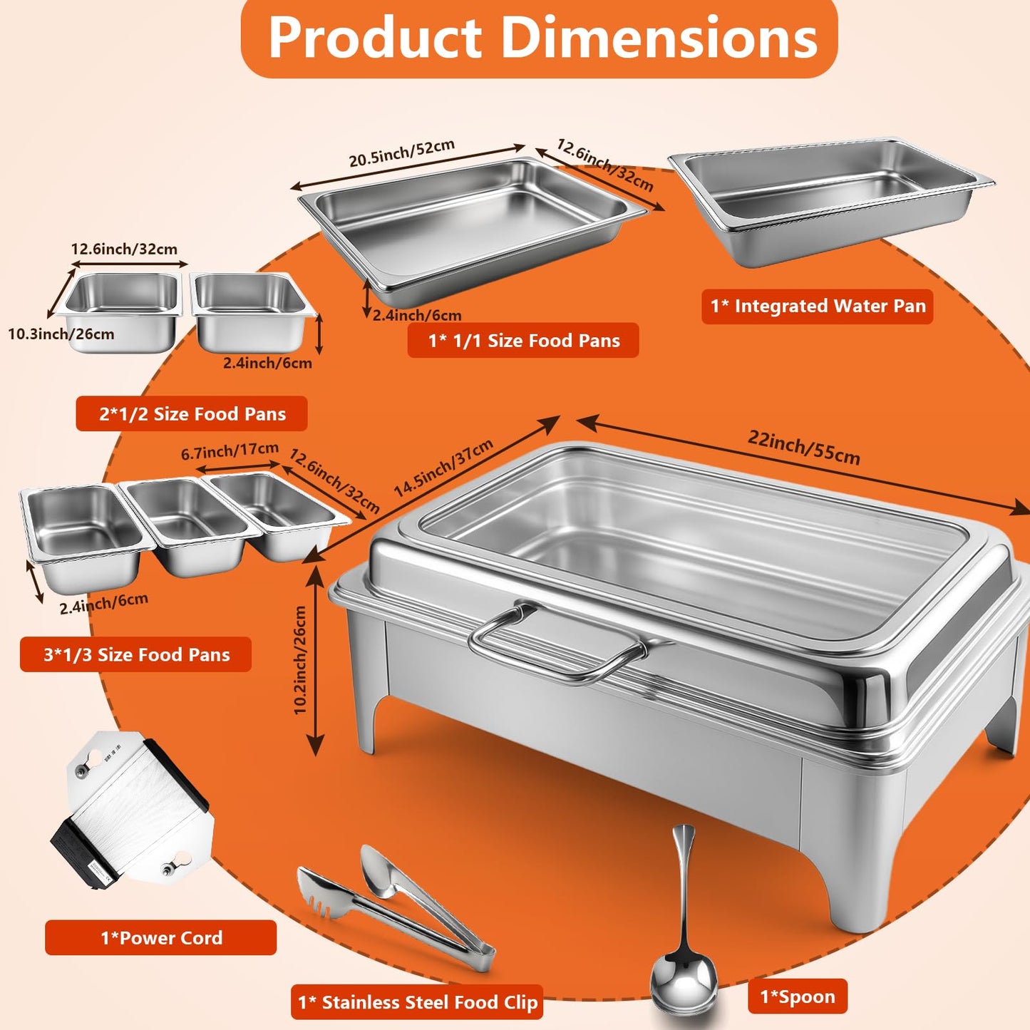 Electric Chafing Dishes for Buffet, Electric Buffet Food Warmer with Adjustable Temperature Control and Versatile Food Pan Options for Catering Buffet Applications.