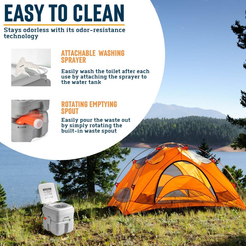 Alpcour Portable Toilet w/Portable Camping Sink – Indoor/Outdoor Travel Hygiene Station Commode w/Travel Bags for Camping, RV, Boat & More