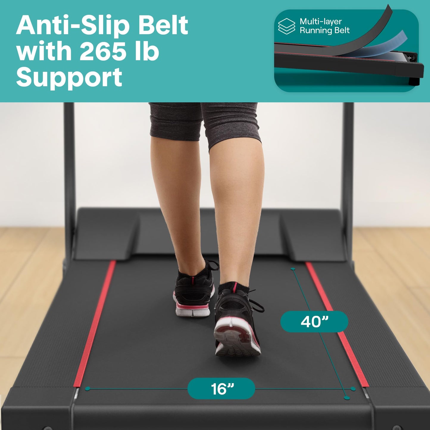 SereneLife Electric Folding Treadmill - Foldable Home Fitness Equipment for Walking & Running, Indoor Home Cardio Machine with Downloadable App, Safety Key, 12 Training Modes, Bluetooth Connectivity
