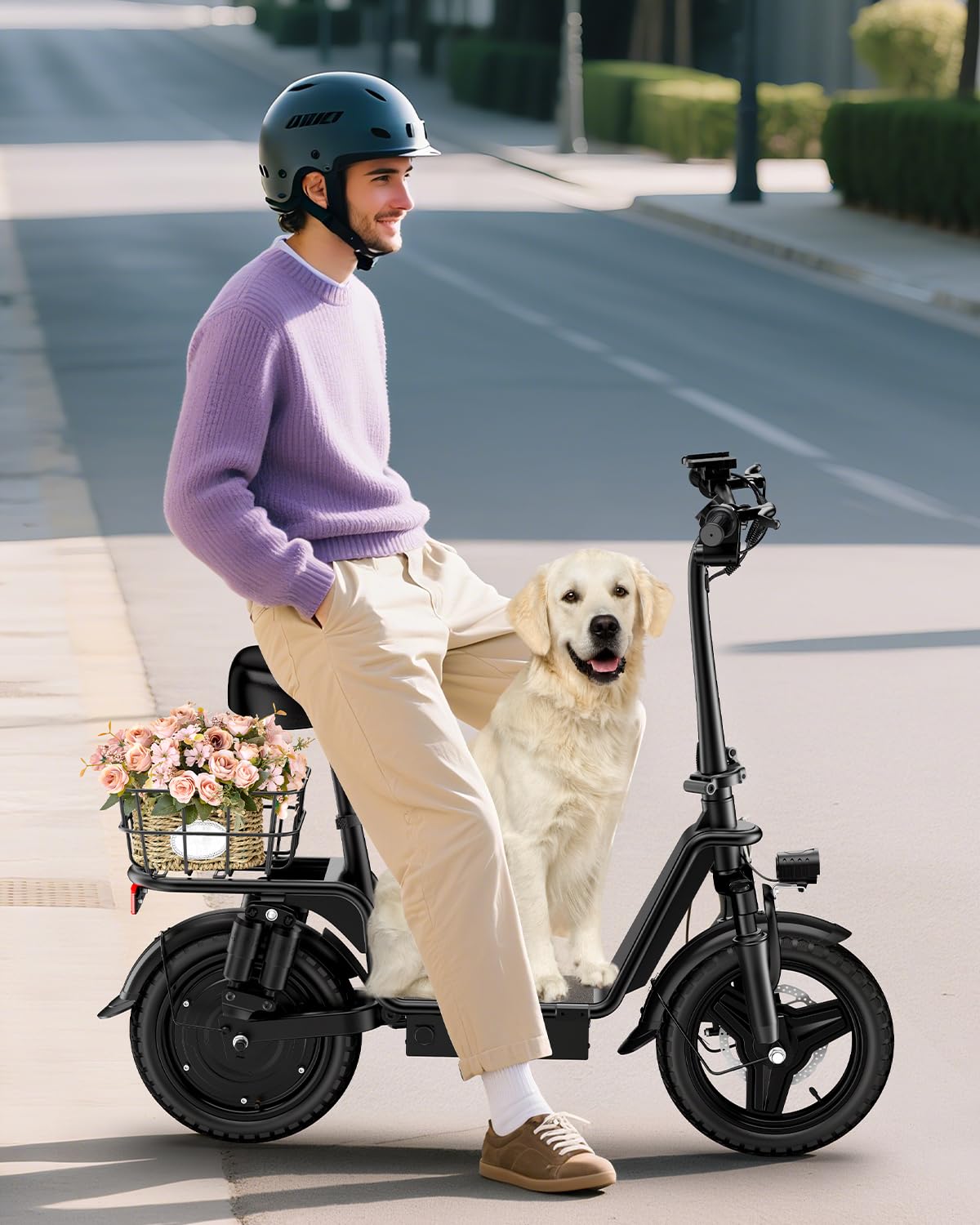 INSDRGN Peak 900W Electric Scooter for Adults with Seat, 48V 10.4Ah Li Battery, 28 Miles Range, 20MPH Commuter E-Scooter with Basket, Max 330LBS, UL2849 Certified, C14 Black
