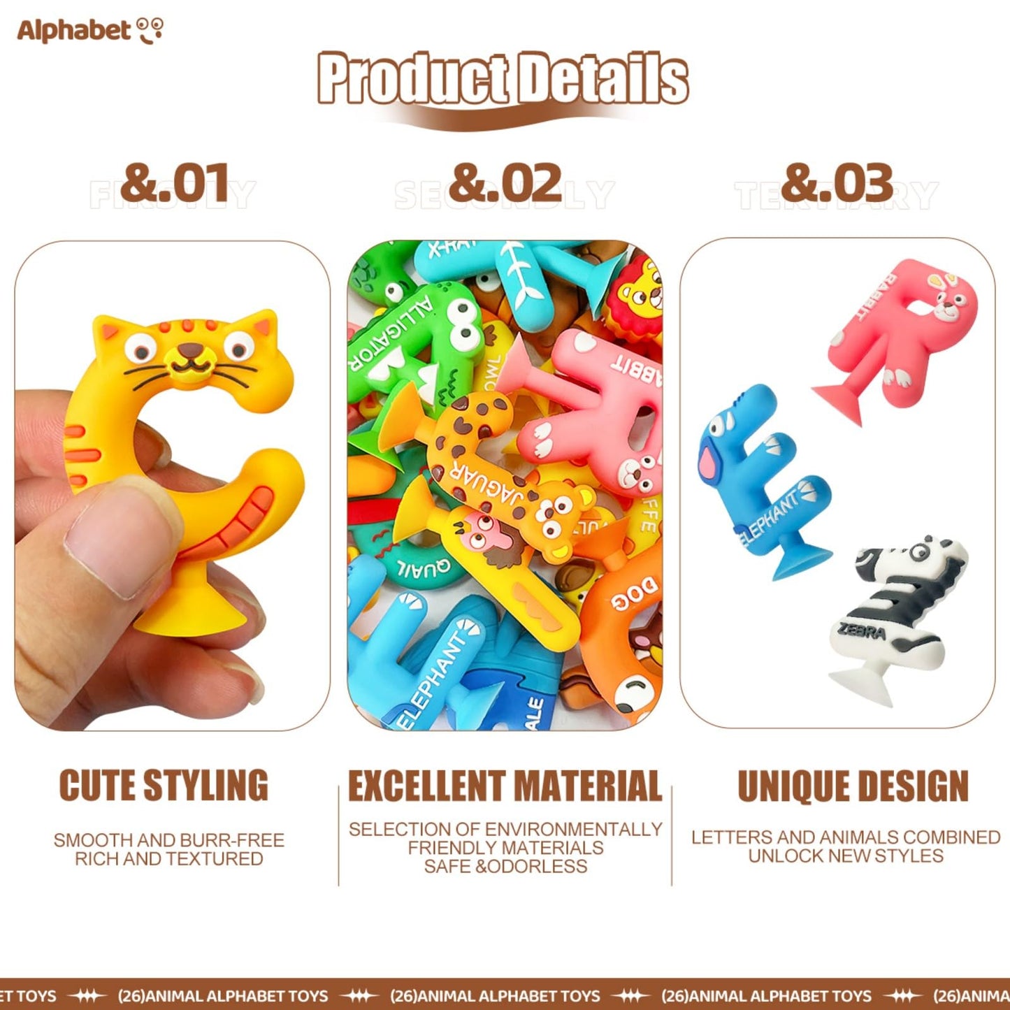 Kitysey 26pcs Alphabet Bath Toys for Toddlers , Educational Suction Bath Toys with Animal Letters, Montessori Sensory Toy for Kids 3-12, No Hole Food-Grade Silicone Toys for Autism/ADD/ADHD