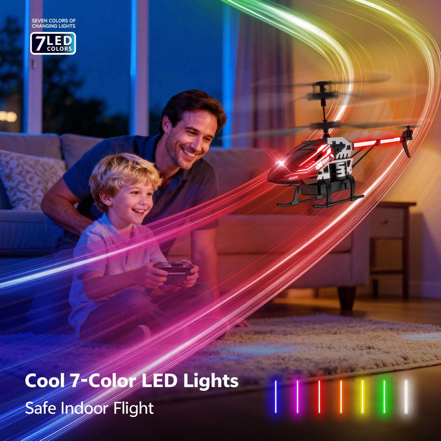 RC Helicopter Toy for Kids, 2.4GHz 3.5CH Remote Control Helicopter with Altitude Hold, One Key Take Off/Landing, 30+Mins Flight Time, LED Lights, Indoor Flying Toys for Boys Girls Beginners Gifts
