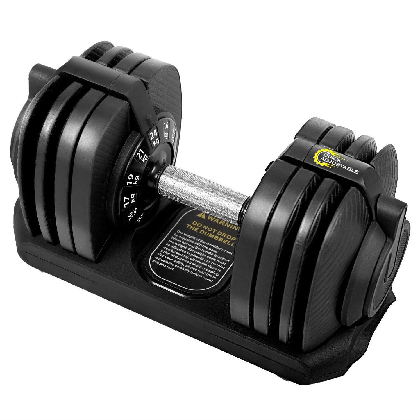 BODYTECH 53LBS/24KG Quick Adjust Dumbbell - 1-Second Weight Change & Safety Lock | Sweat-Proof Metal Grip | Space Saving Home Gym Equipment