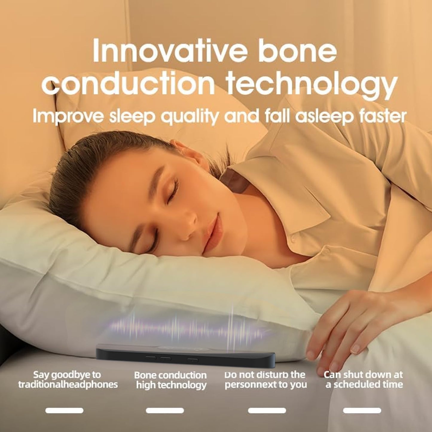STEHEALTH Under-Pillow Speaker for Sleeping - Mini Portable Wireless Bluetooth Bone Conduction, with White Noise & Timer | Supports TF Card, Suitable for Side Sleepers and Sleep Difficulties（Black）