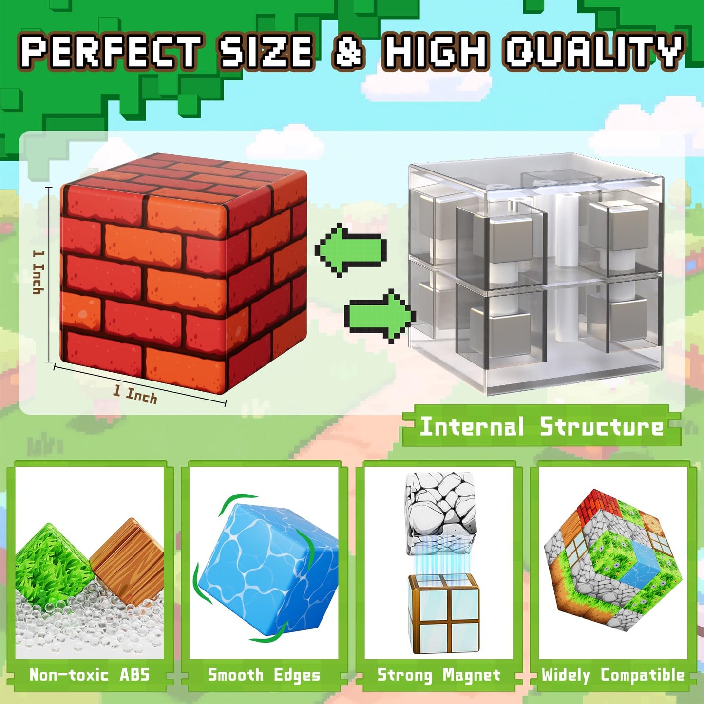 Magnetic Blocks 103PCS 1 inch Magnetic Building Blocks, Magnet Tiles Stacking Cubes Toy for Kids Build Forest World Set, STEM Game Toys for Boys Girls Age 3 4 5 6 7 8 Year Old Christmas Birthday Gifts