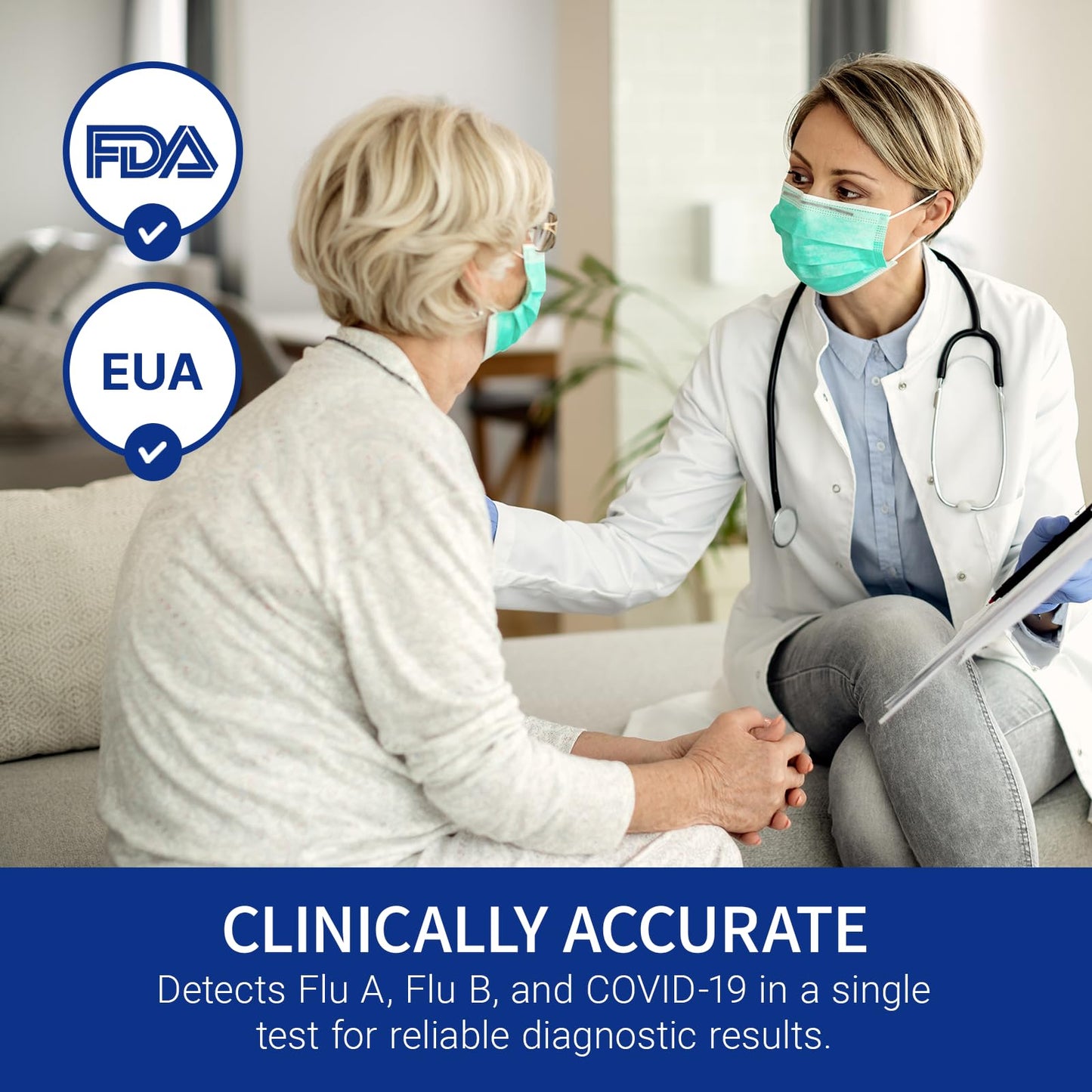 CorDx TyFast at Home Flu A/B & COVID-19 Multiplex Rapid Test Kit, Easy, Accurate, Fast Results in 10 Minutes, 3 in 1 Combo Kit, 25 Tests