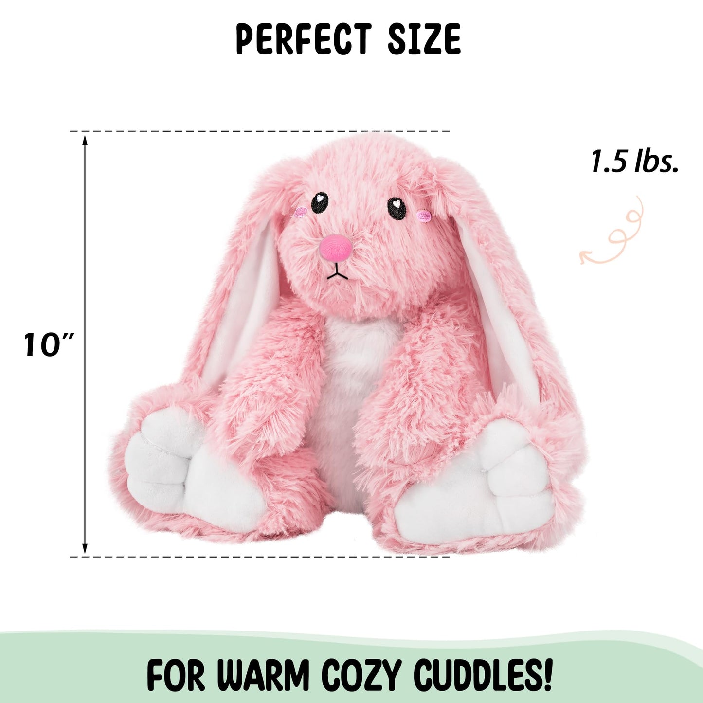 Bunny Microwavable Stuffed Animal – 1.5 lb Unscented Heating Pad Plush, Soft Cozy Bunny Toy for Relaxation and Comfort, Gift for Women, Girls, Adults & Kids by Happy Fuel, Pink