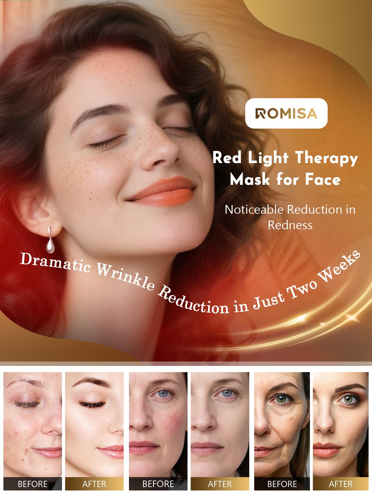 Red Light Therapy for Face, 4 Modes Cordless Face Mask Light Therapy, 2000mAh Rechargeable & 400 LEDs Infrared & Red Light Masks, Facial Fit, Led Light Therapy Skin Care at Home（Black）