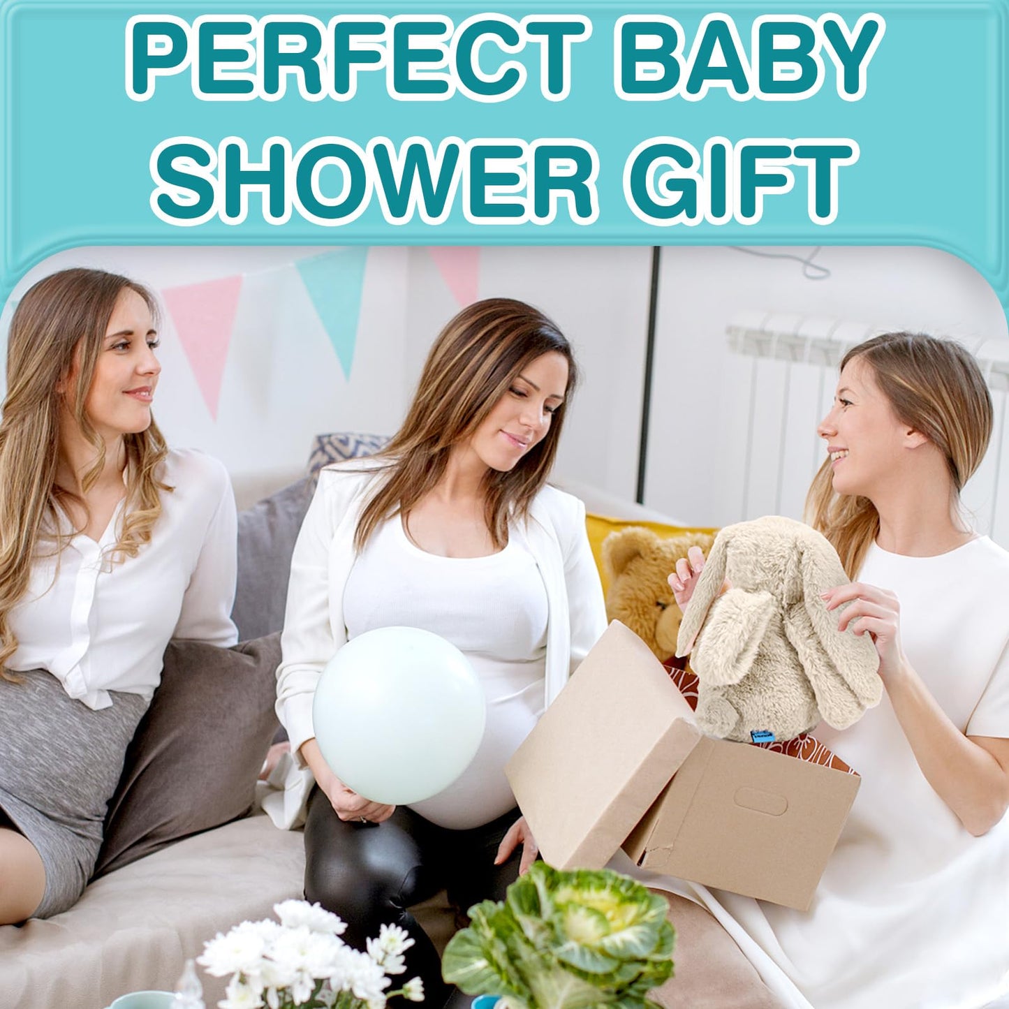 Dearbaby Baby Soother Cry Activated Sensor Toys,Heartbeat Bunny for Babies,Plush Stuffed Animal for Newborn Infants,Baby Toy Vibrating with Mom’s Heartbeat,Baby Shower Gifts for Girls and Boys