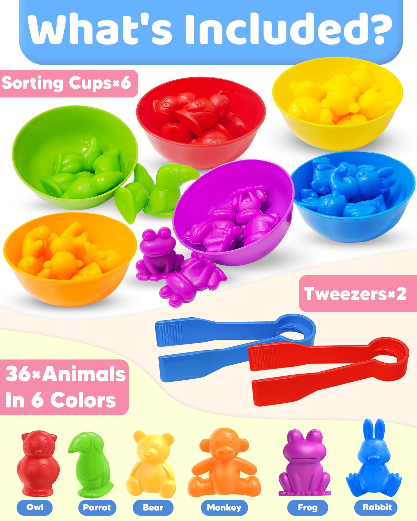 Oomloid Counting Animals Montessori Toys for 3 4 5 Years Old Boys Girls, Preschool Learning Activities Educational Sensory Toys Gifts for Kids Toddlers Ages 3-5, 4-8