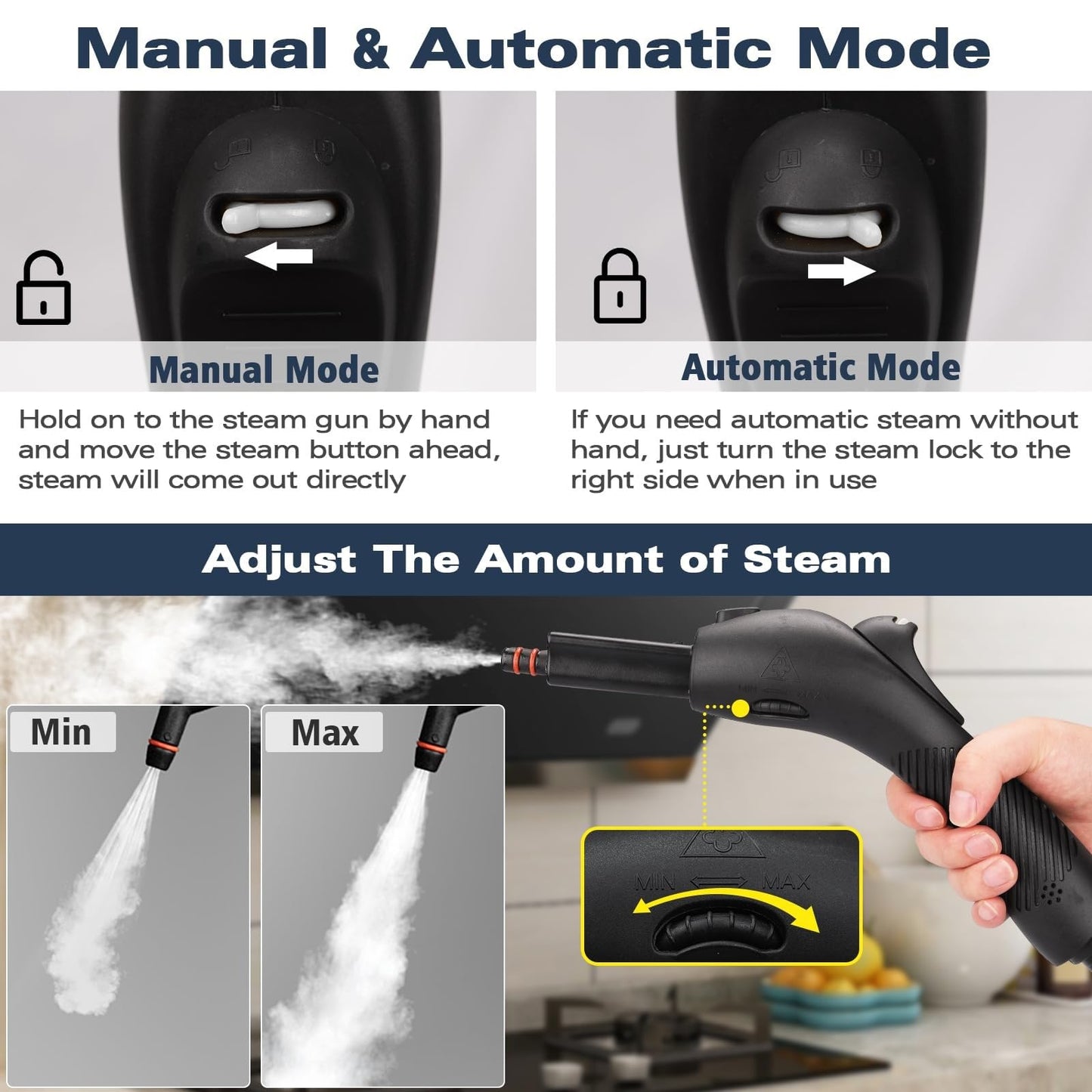 Steam Cleaner, Steam Cleaner For Home, Handheld Steamer For Cleaning With 21 Accessories, 248 °F High Temperature, Suitable for Grout, Floor. Sofas, Upholstery, White