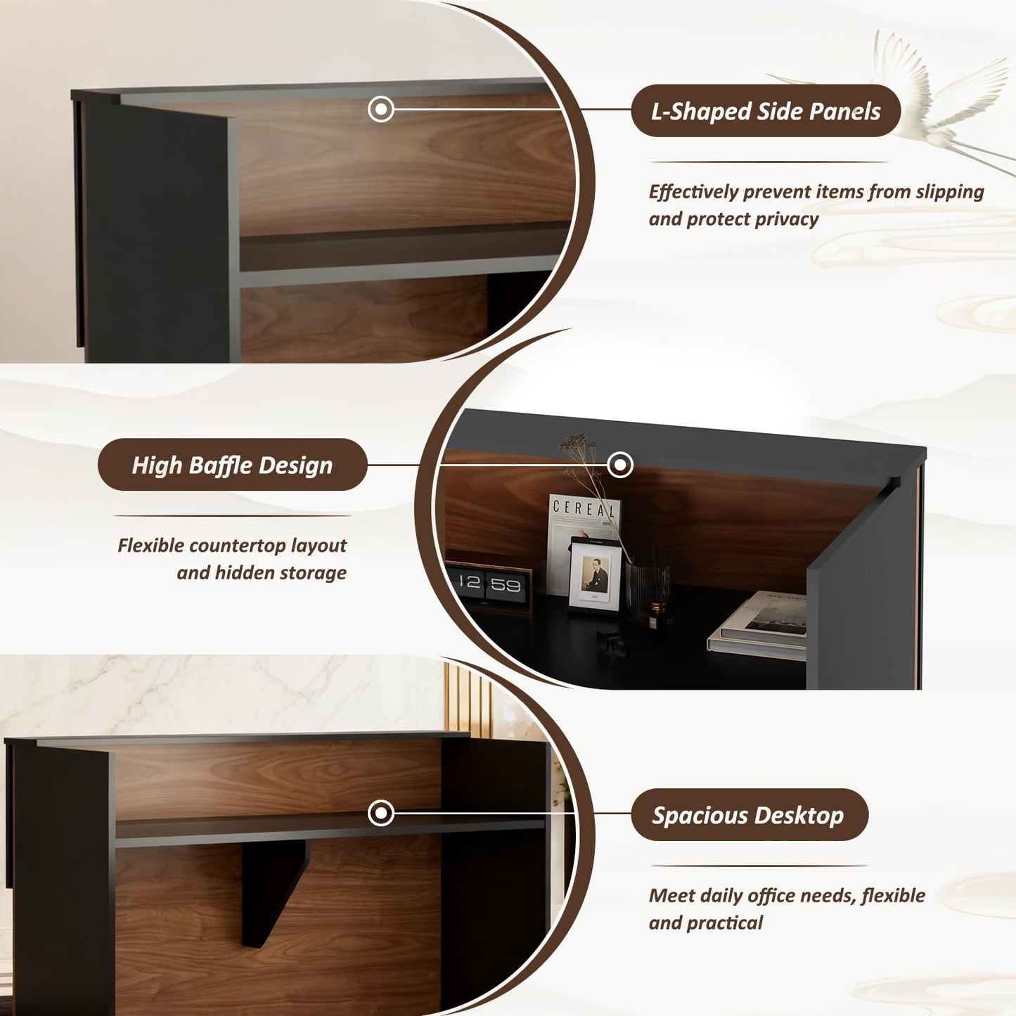 YTElantivo 63" Modern L-Shaped Reception Desk with Counter LED Light,Front Desk Reception Counter with Cable Grommet, Office Receptionist Desks for Office, Salon, Retail Checkout Stand