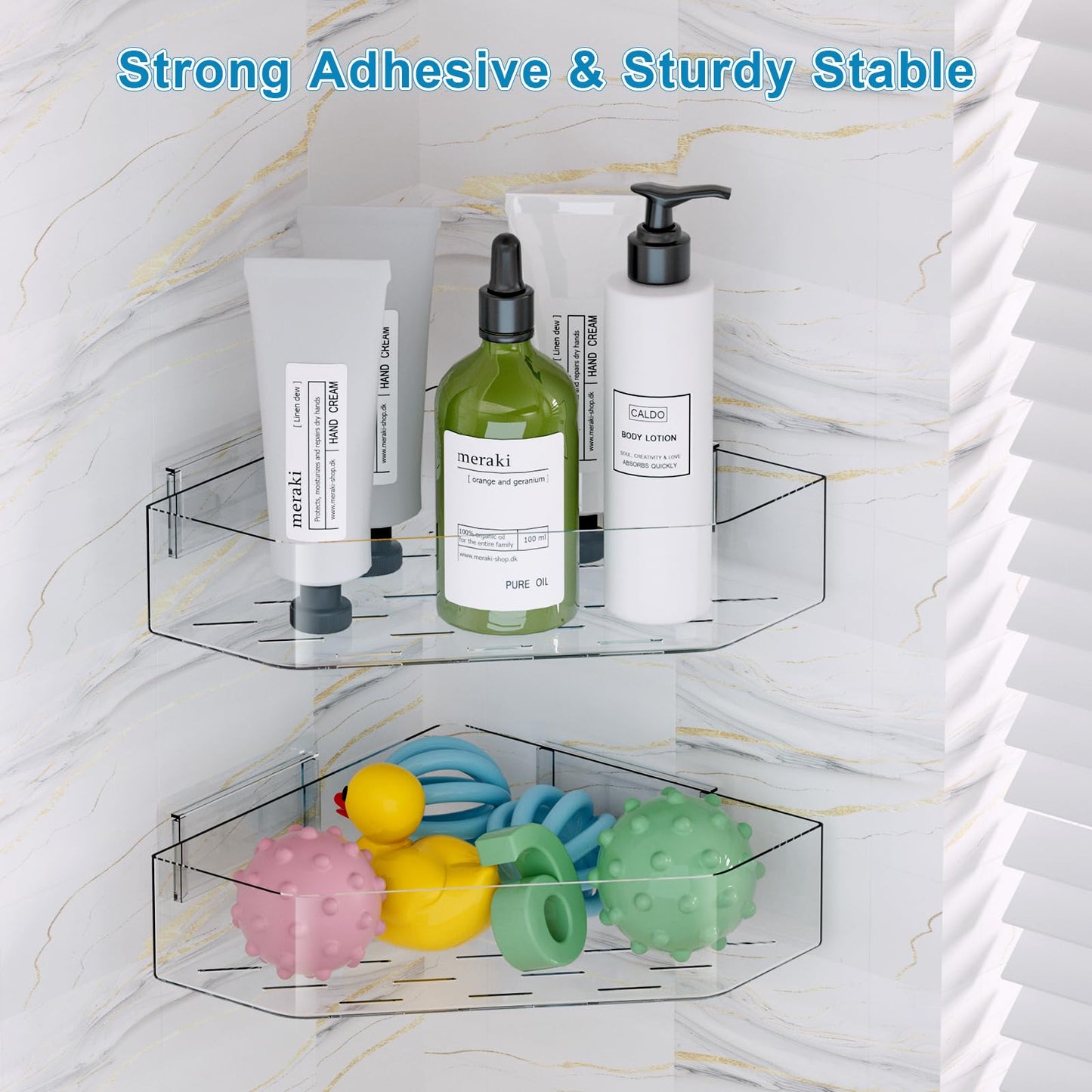 Natheeph Bath Toy Organizer 2-Pack - Clear Large Capacity Bath Toy Storage Holder with Quick-Dry Holes, Space-Saving Corner Shower Caddy for Bathroom & Kitchen