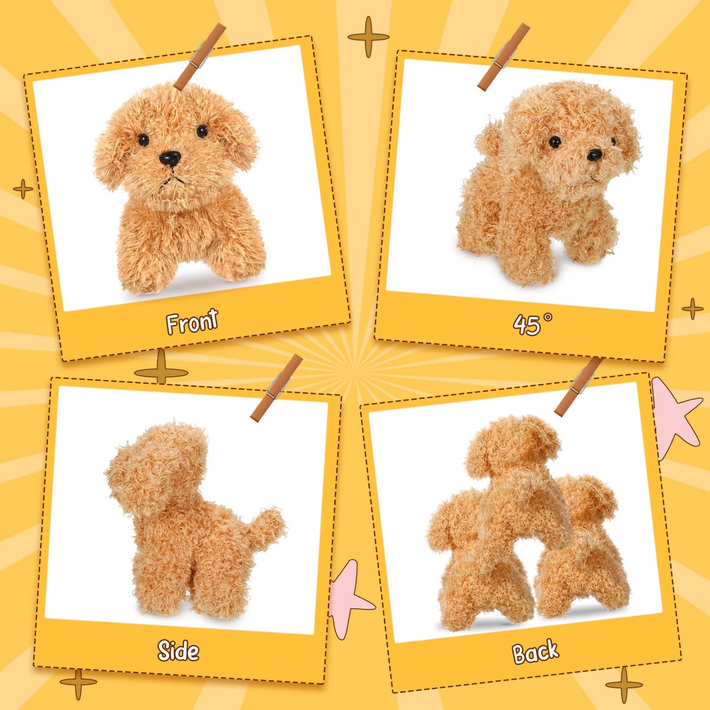 HyDren 30 Pcs 4.72 in Puppy Dogs Stuffed Animals Bulk Adopt a Puppy Mini Stuffed Plush Soft Puppies Dog Fluffy Plush Animal for Kids Baby Girls Boys Birthday Gifts Indoor Adoption Event(Light Brown)