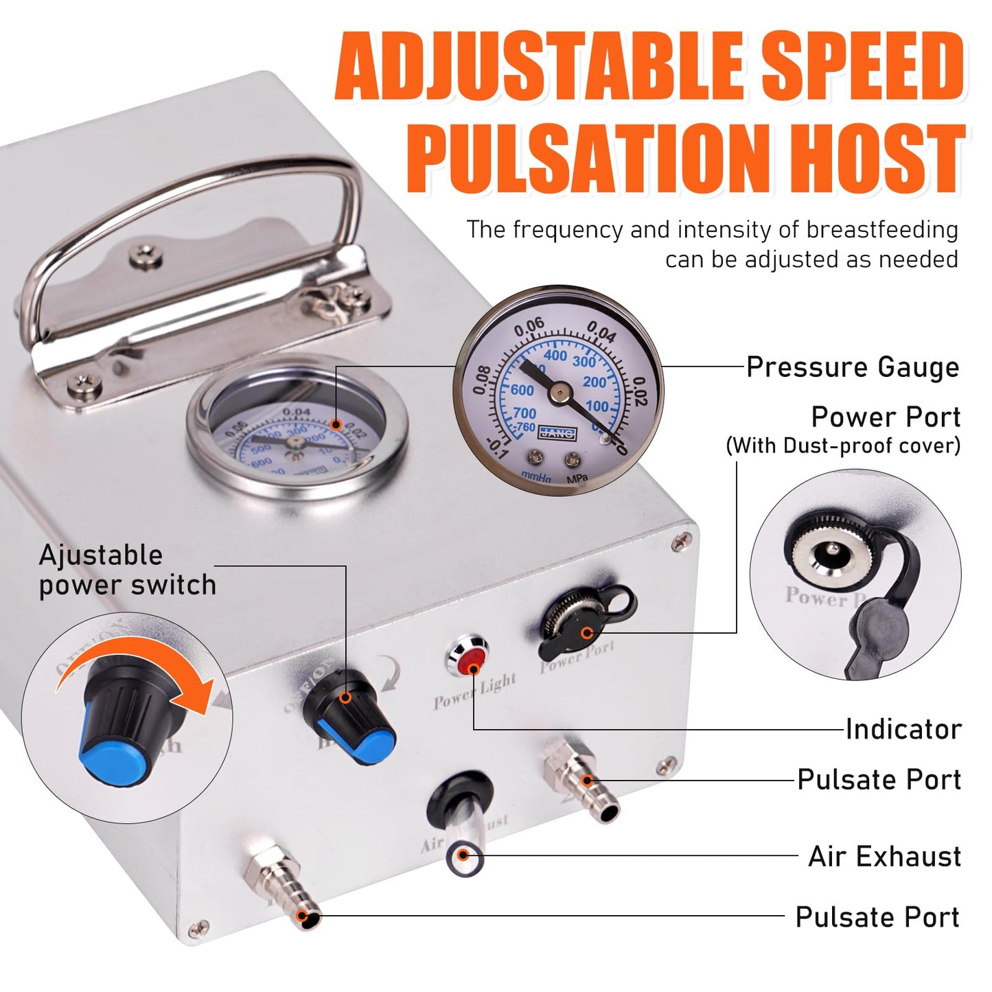 PKNYBZN 8L Milking Machine, Adjustable Suction Pulsation Vacuum Electric Milker, 2-in-1 Milking Machine with 304 Stainless Steel Buckets for Cows and Goats