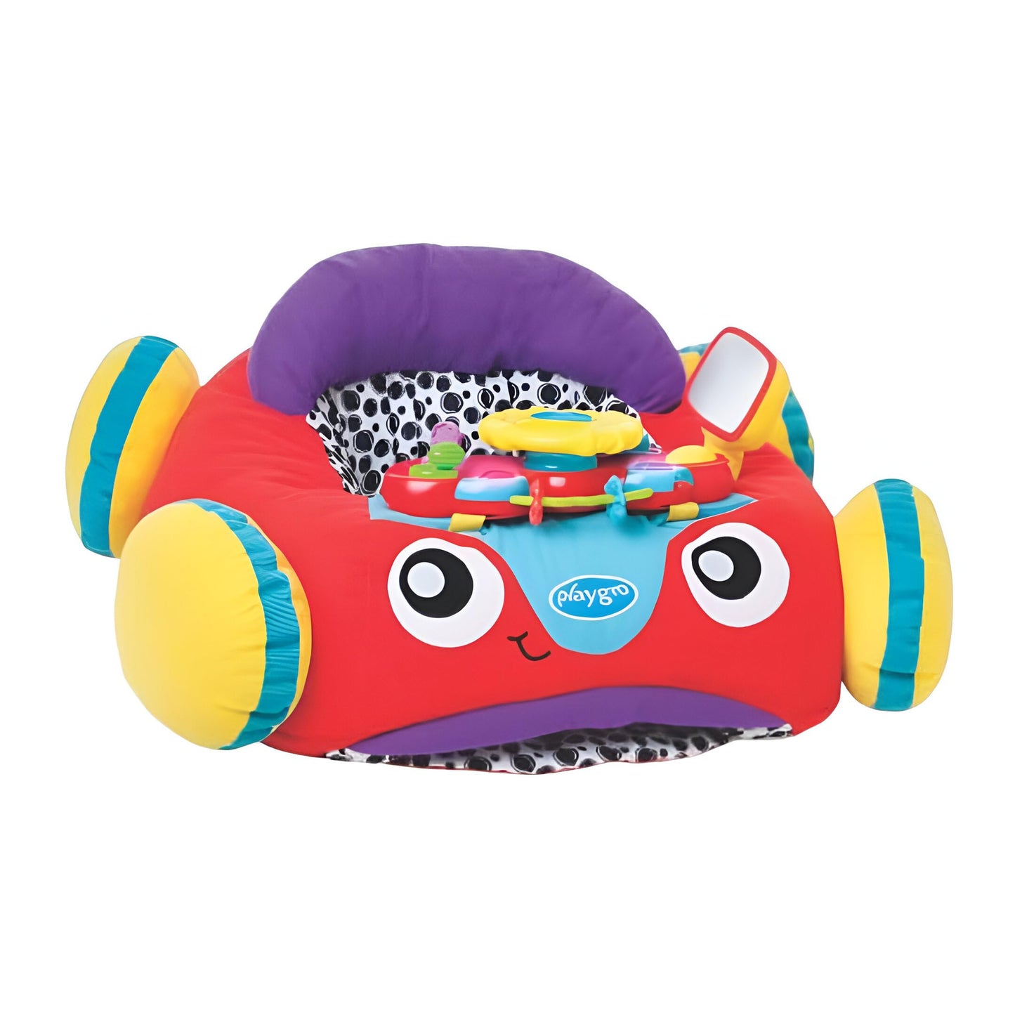 Playgro Music and Lights Comfy Car for Babies 6+ Months - Interactive Toddler Ride-On Toy for Imaginative Adventures - Detachable Dashboard, Storage Pouch, & Safe Play Space