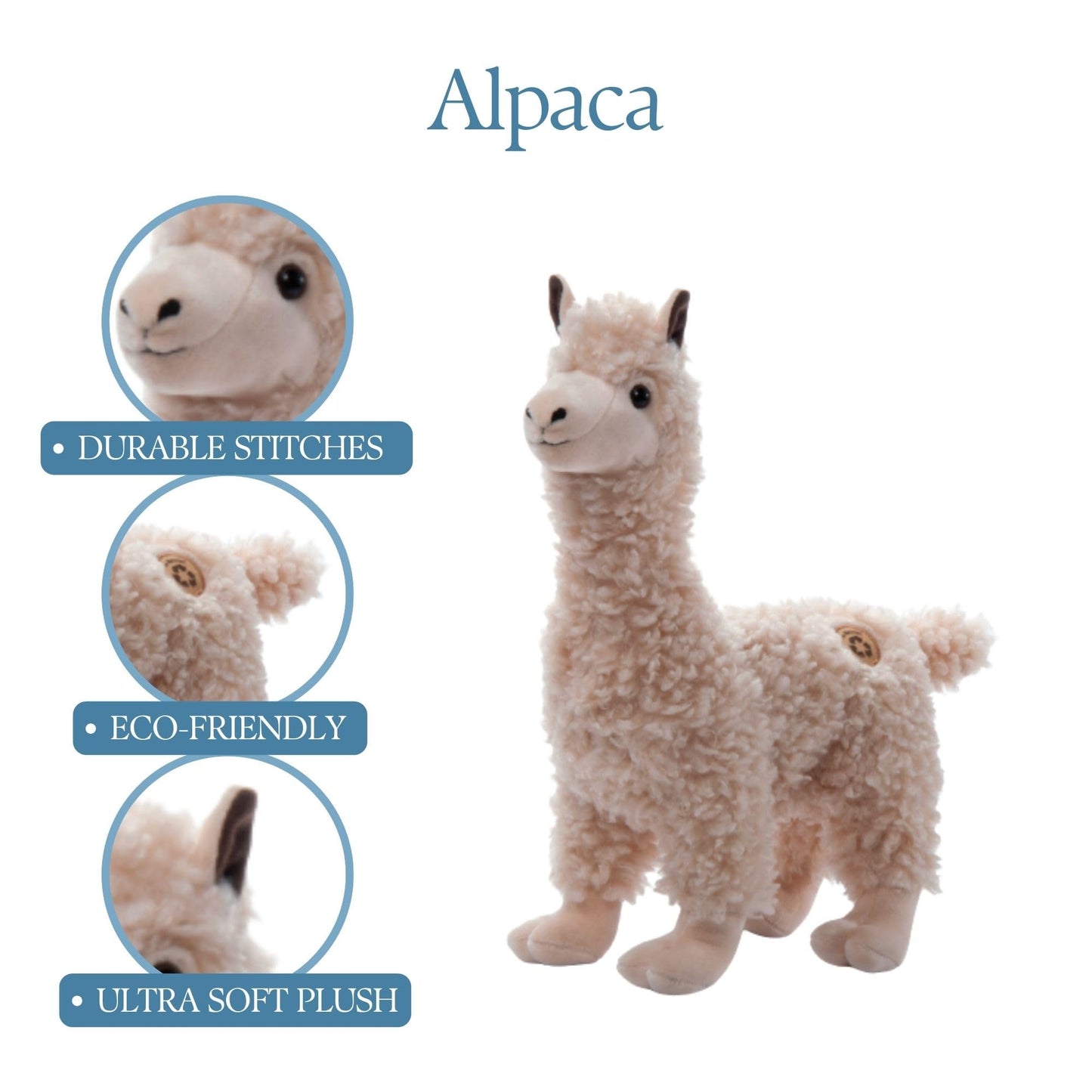 The Petting Zoo Alpaca Stuffed Animal Plushie, Gifts for Kids, Wild Onez Zoo Animals, Alpaca Plush Toy 14 inches