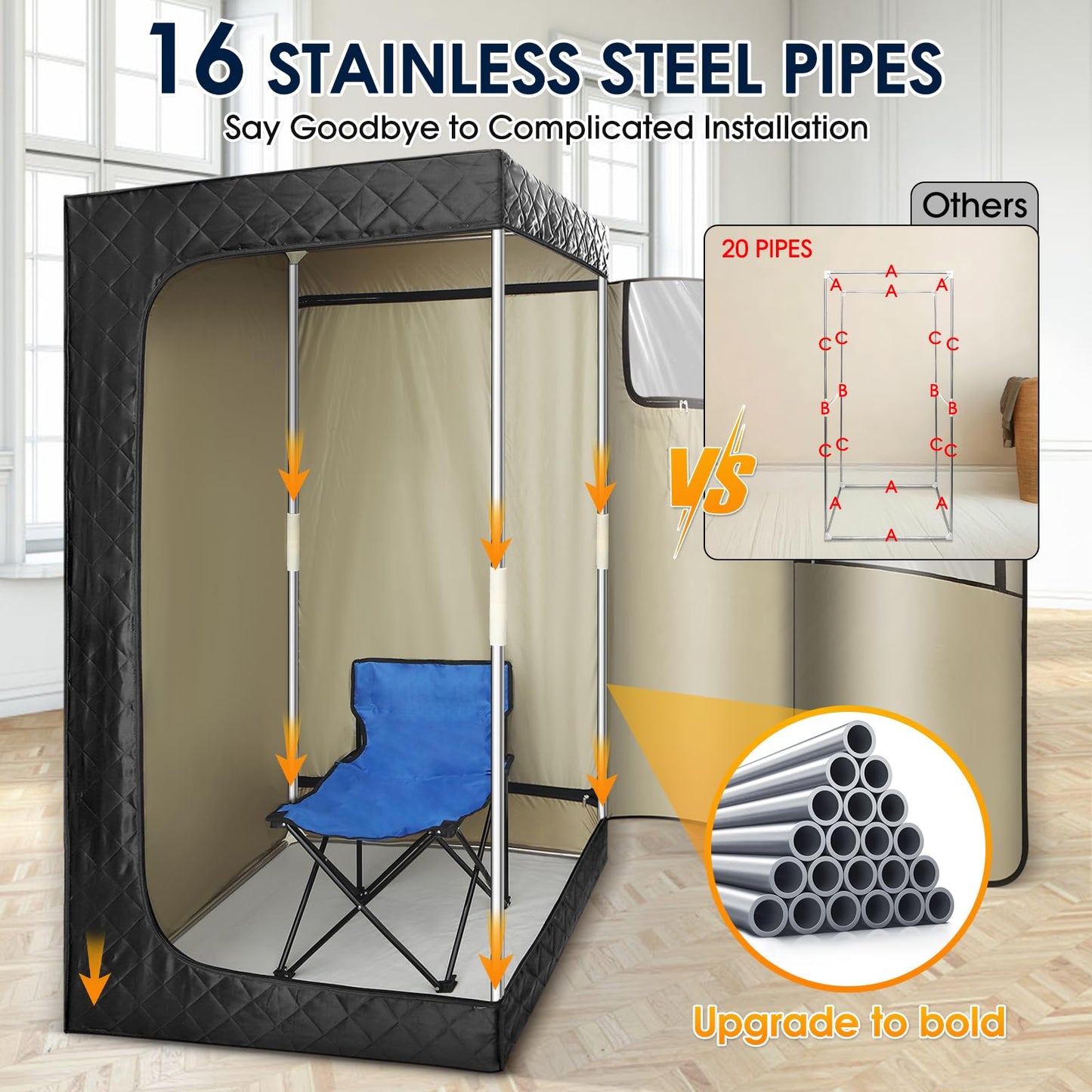 Portable Sauna, Personal Sauna for Home,Steam Sauna,Sauna Box Sauna Tent with 3L Steamer, UV Atomization, Cycling Timer and 9 Levels,72''X36''X36''- Black