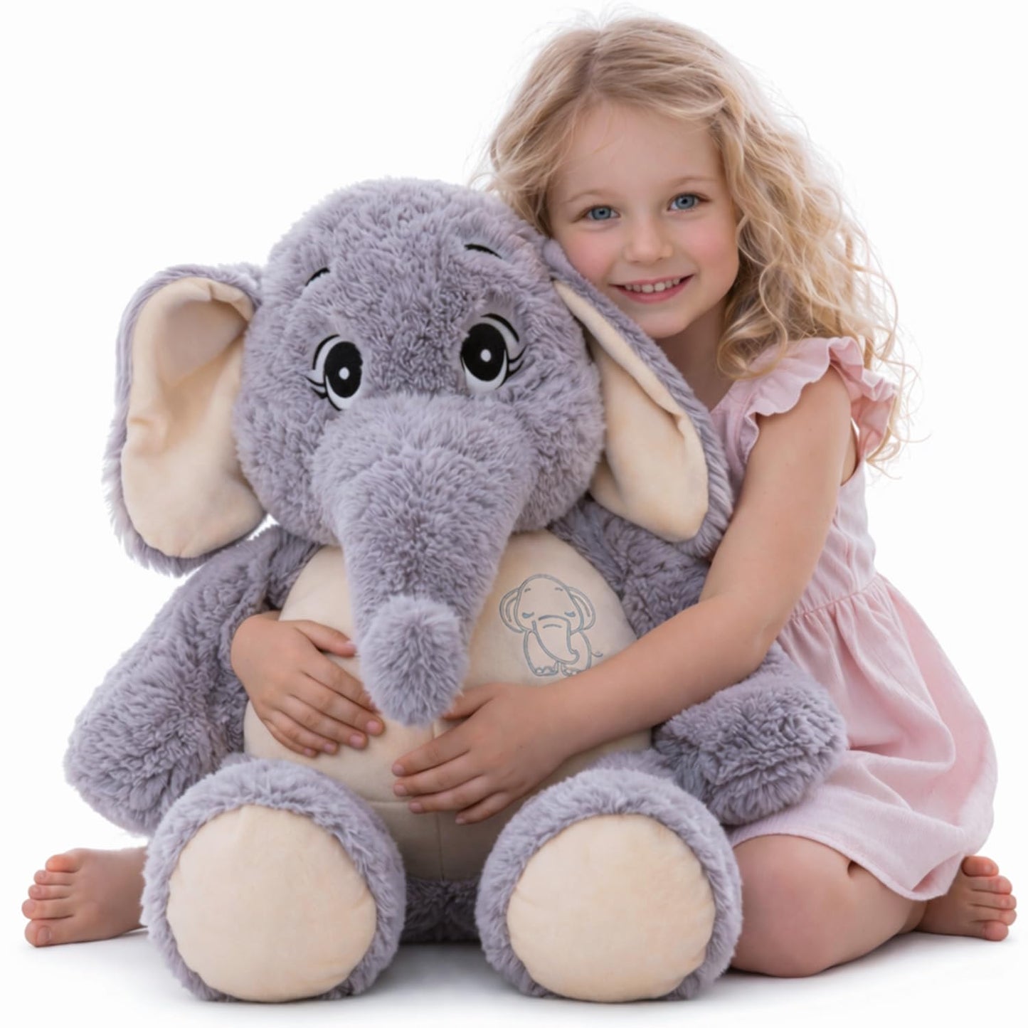 Large Soft Huggable Elephant Plush Toy, 27'' - Cute Fluffy Stuffed Elephant for Baby Girls & Boys, Gifts for Birthday, Mother's Day, Christmas